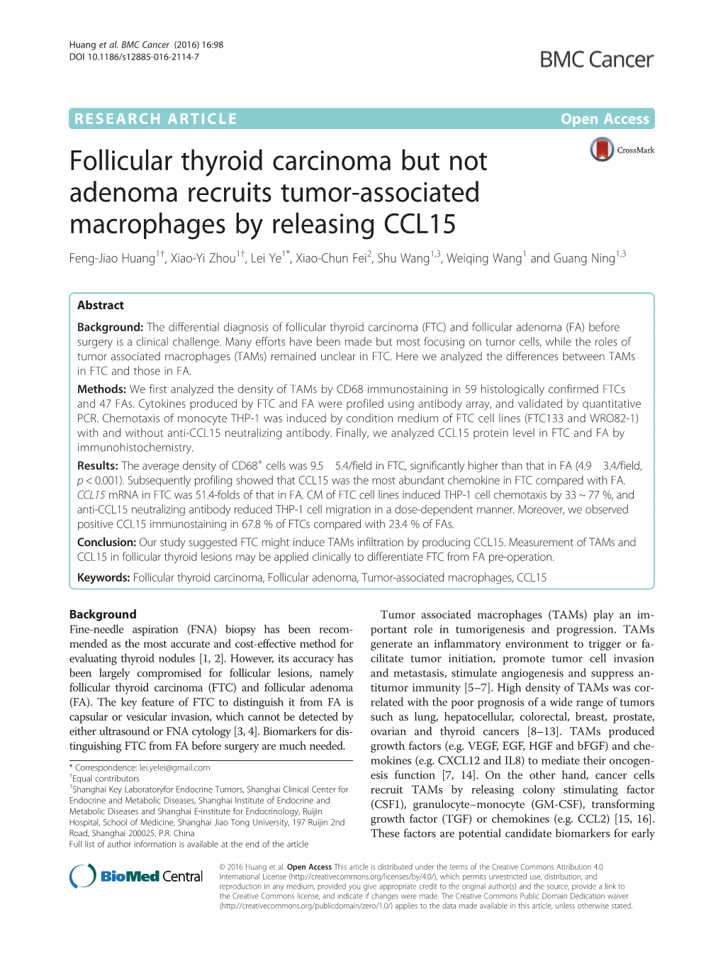 Follicular Thyroid Carcinoma but Not Adenoma Recruits Tumor-Associated