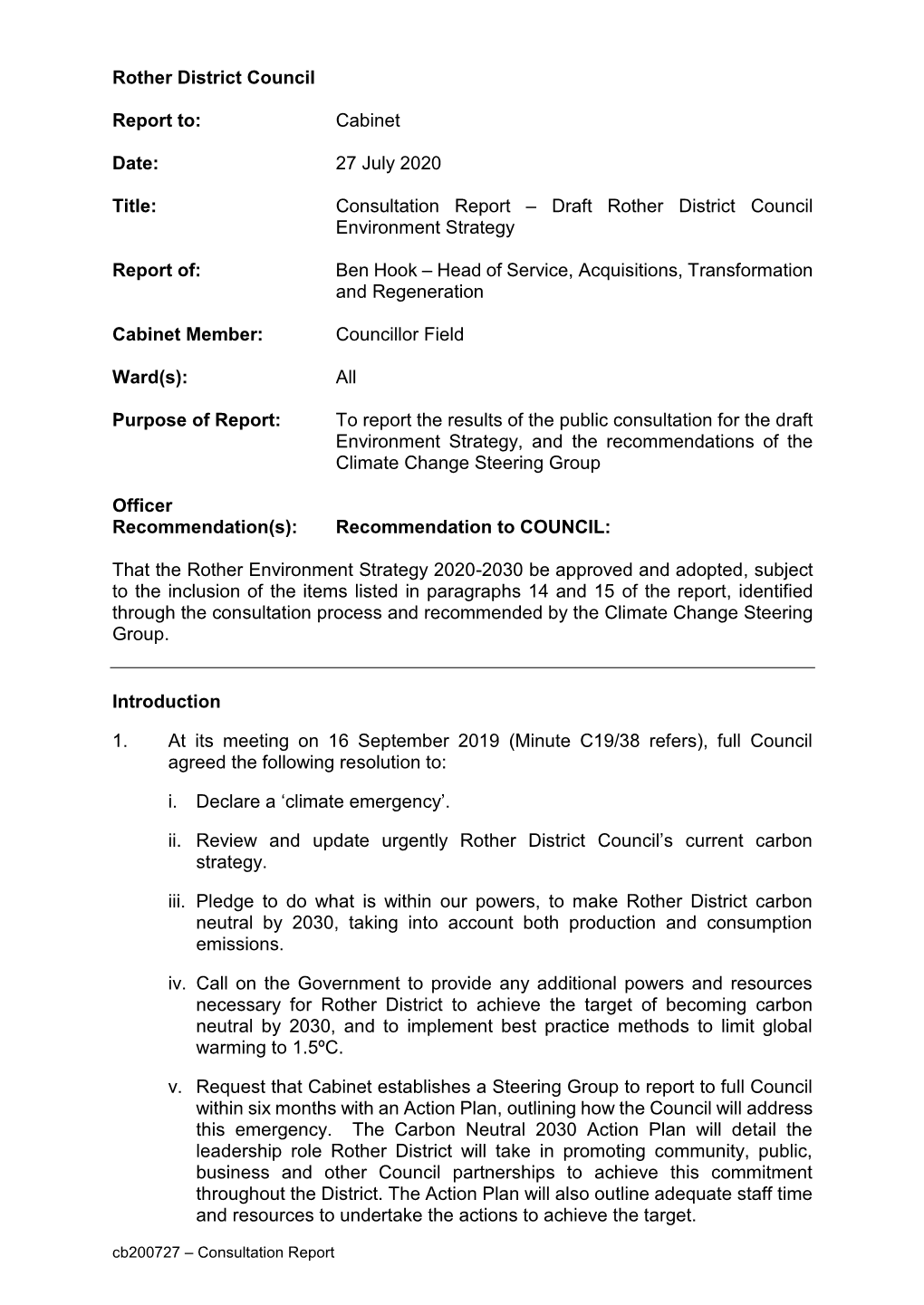 Draft Rother District Council Environment Strategy PDF 291 KB