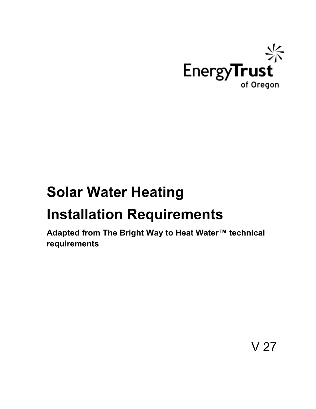 Solar Water Heating System Requirements