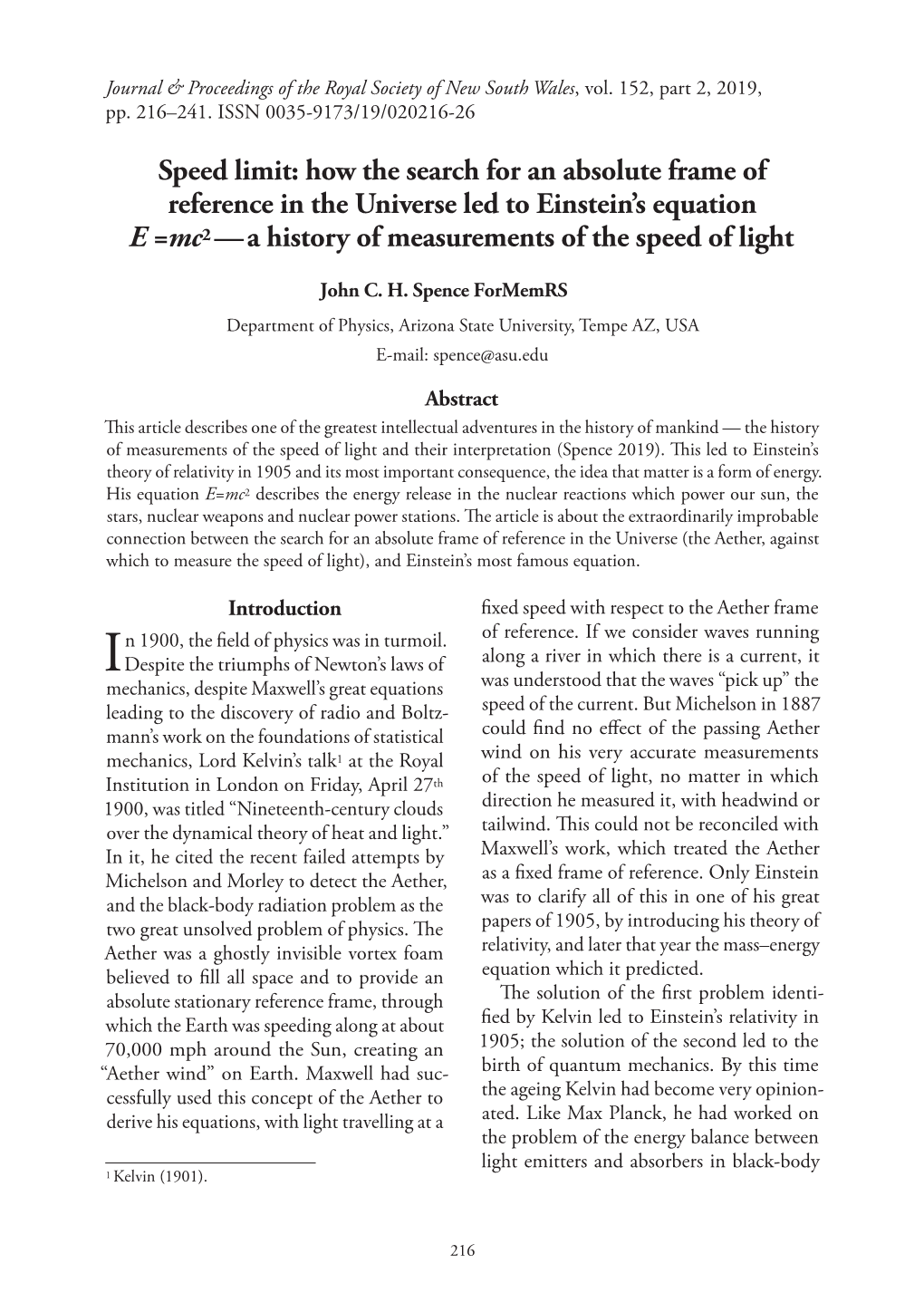 Speed Limit: How the Search for an Absolute Frame of Reference in the Universe Led to Einstein’S Equation E =Mc2 — a History of Measurements of the Speed of Light