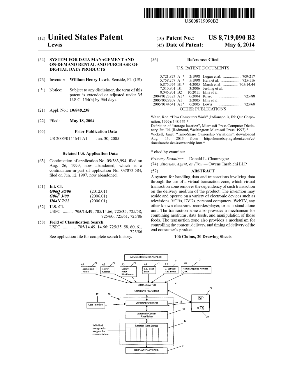 (12) United States Patent (10) Patent No.: US 8,719,090 B2 Lewis (45) Date of Patent: May 6, 2014