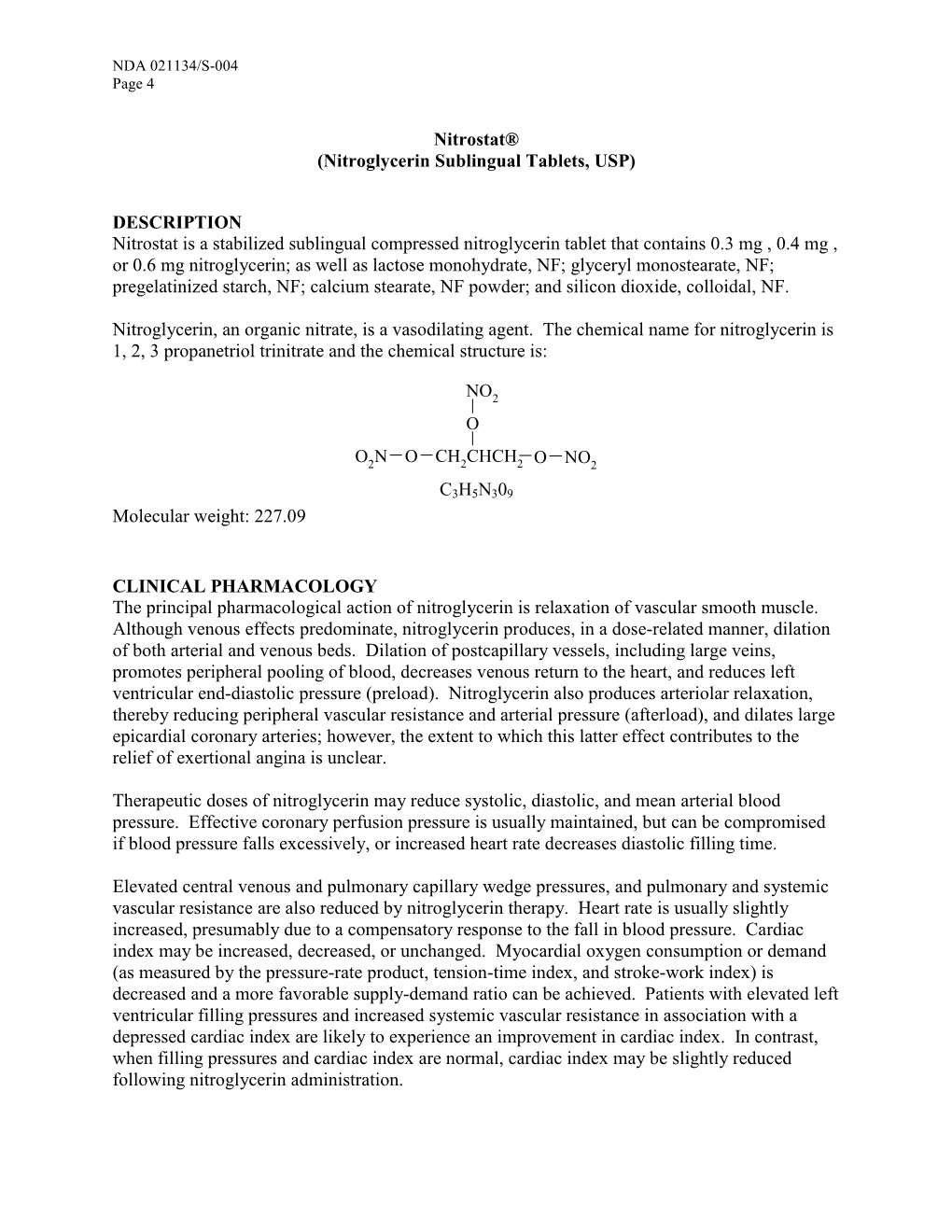 Nitroglycerin Sublingual Tablets, USP)