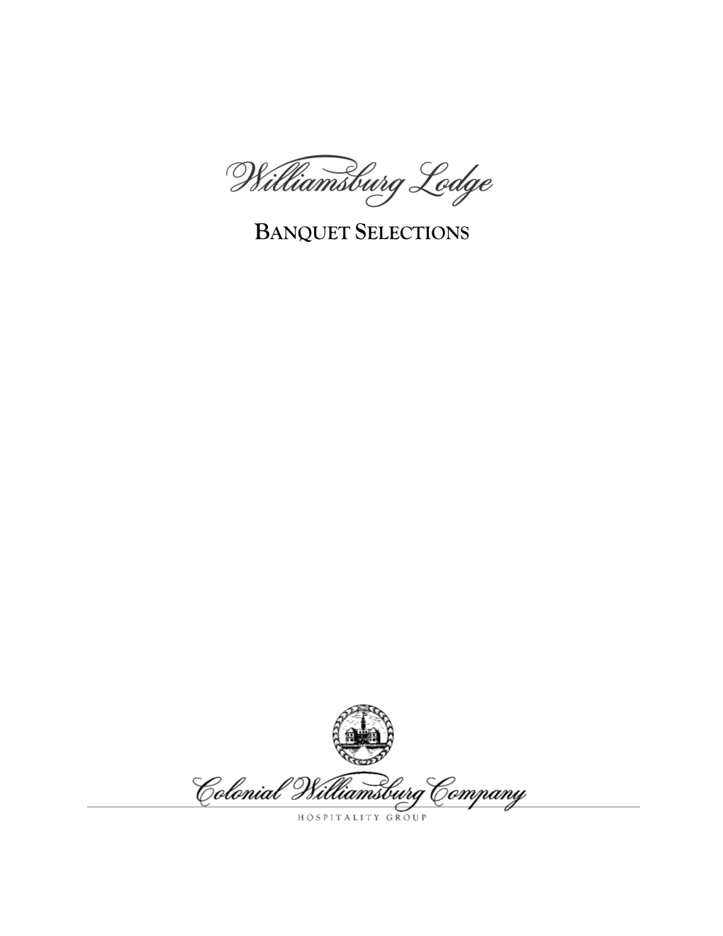 Williamsburg Lodge Banquet Menu