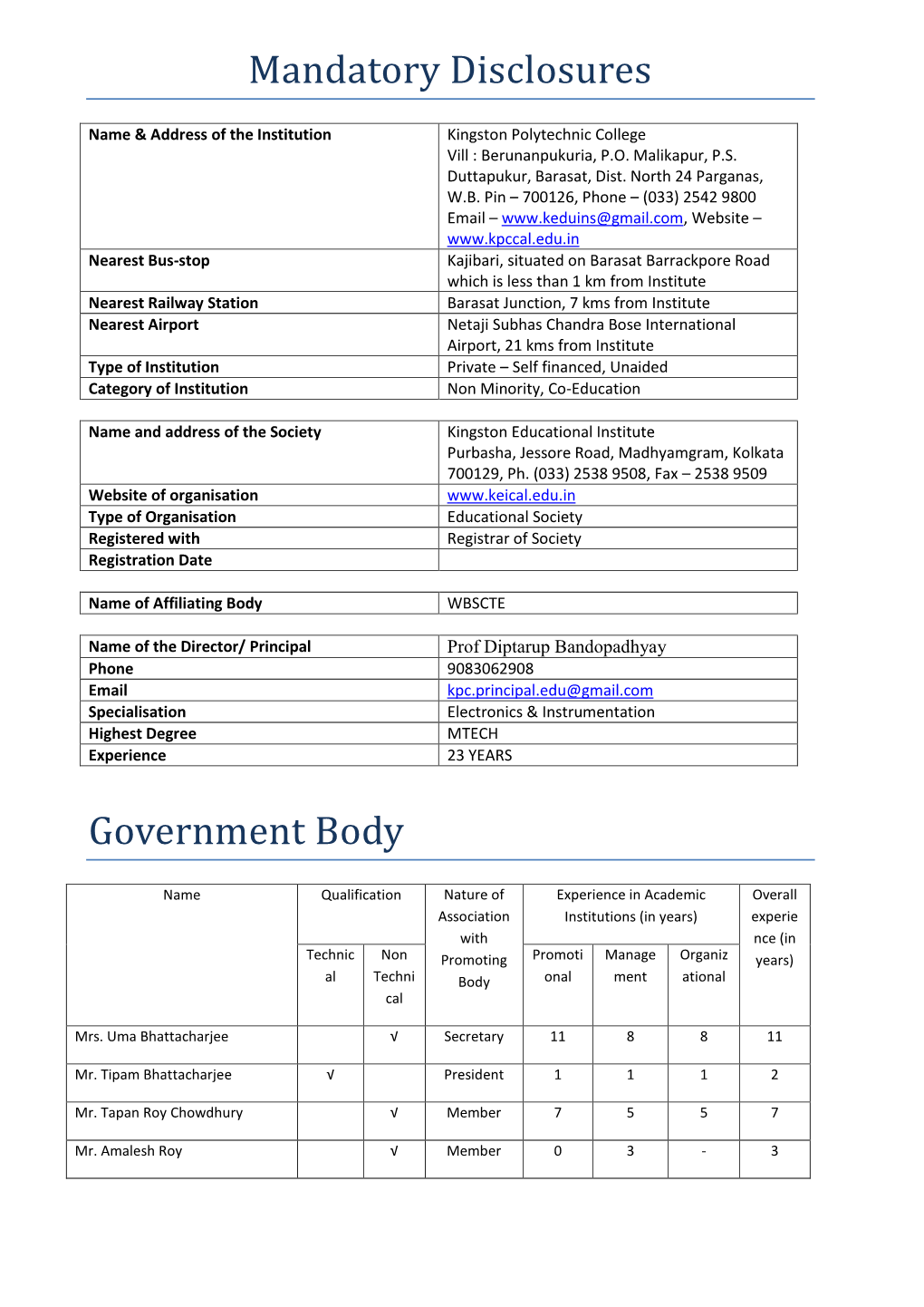 Mandatory Disclosures