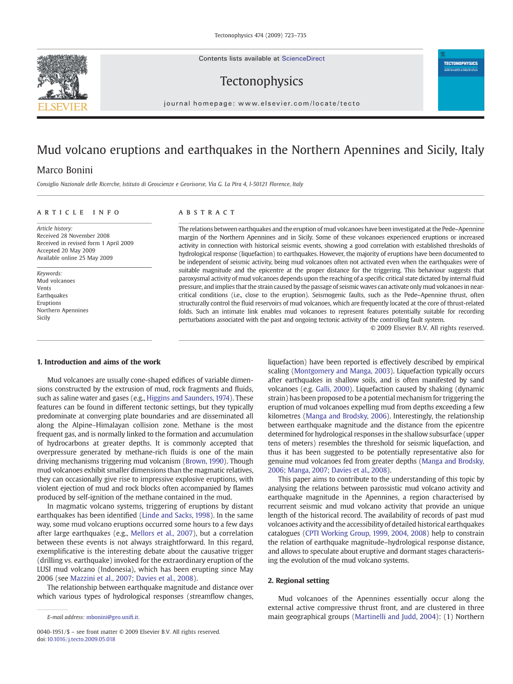 Mud Volcano Eruptions and Earthquakes in the Northern Apennines and Sicily, Italy