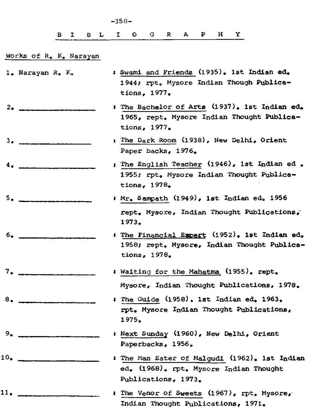 1St Indian Ed, 1944; Rpto Mysore Indian Though Ptiblica- Tions/ 1977, 2, I the Bachelor of Arts (1937), 1St Indian Ed