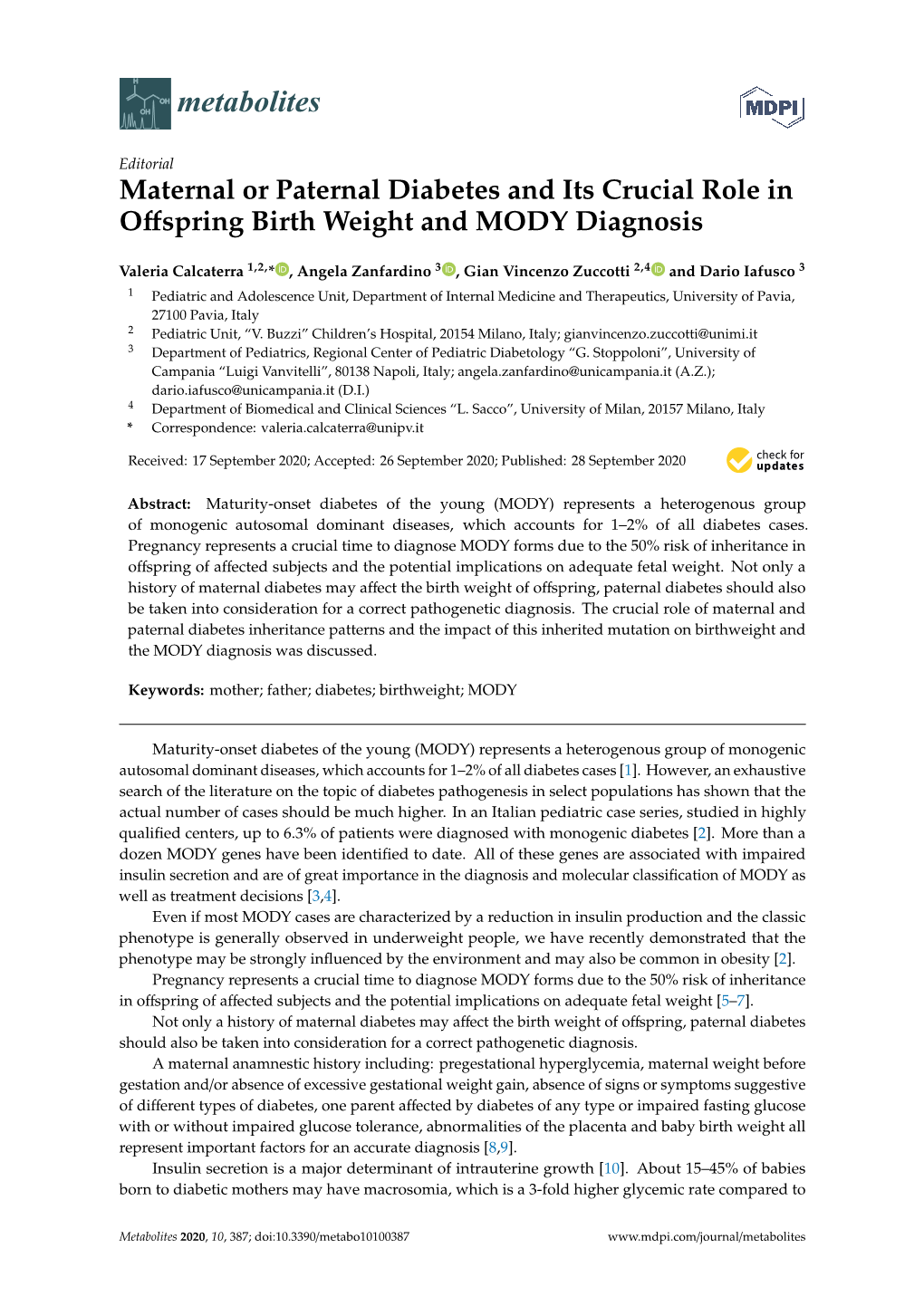 Maternal Or Paternal Diabetes and Its Crucial Role in Offspring Birth