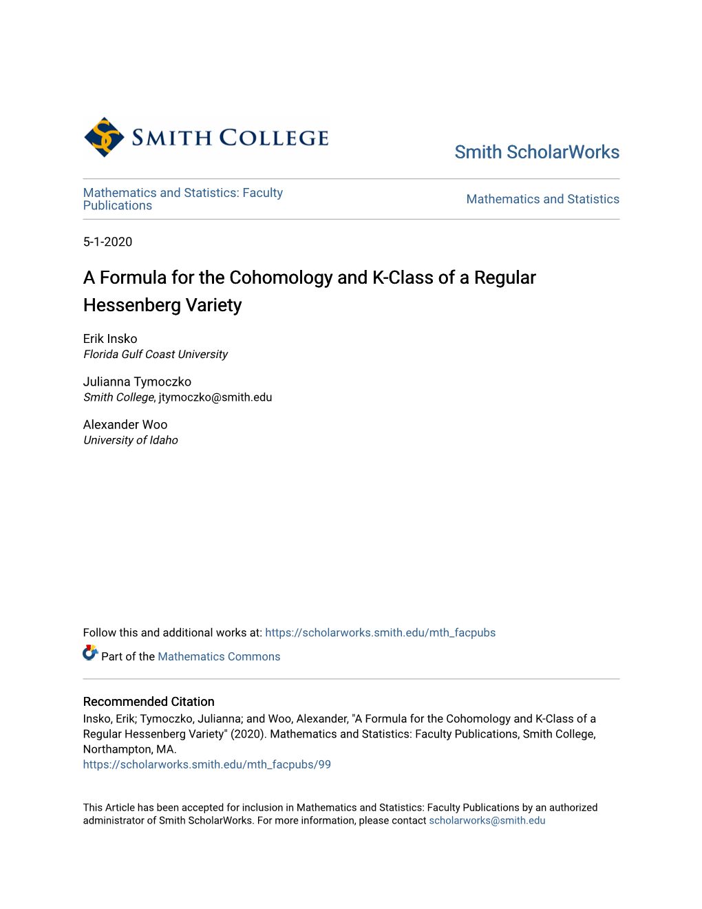 A Formula for the Cohomology and K-Class of a Regular Hessenberg Variety