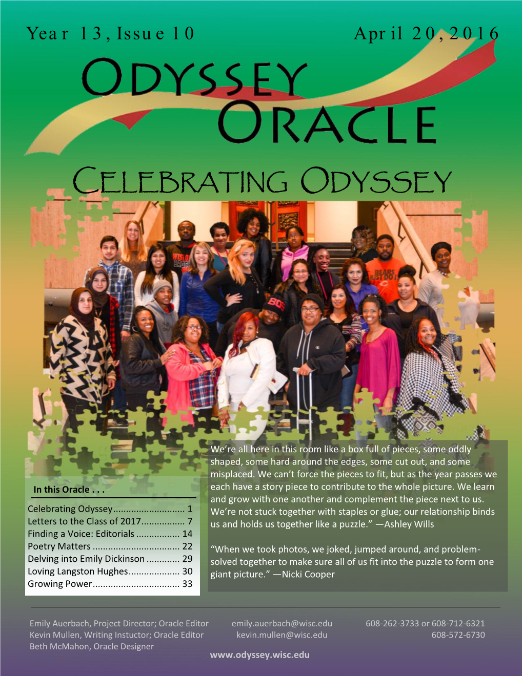 Year 13, Issue 10, April 20, 2016: Celebrating Odyssey