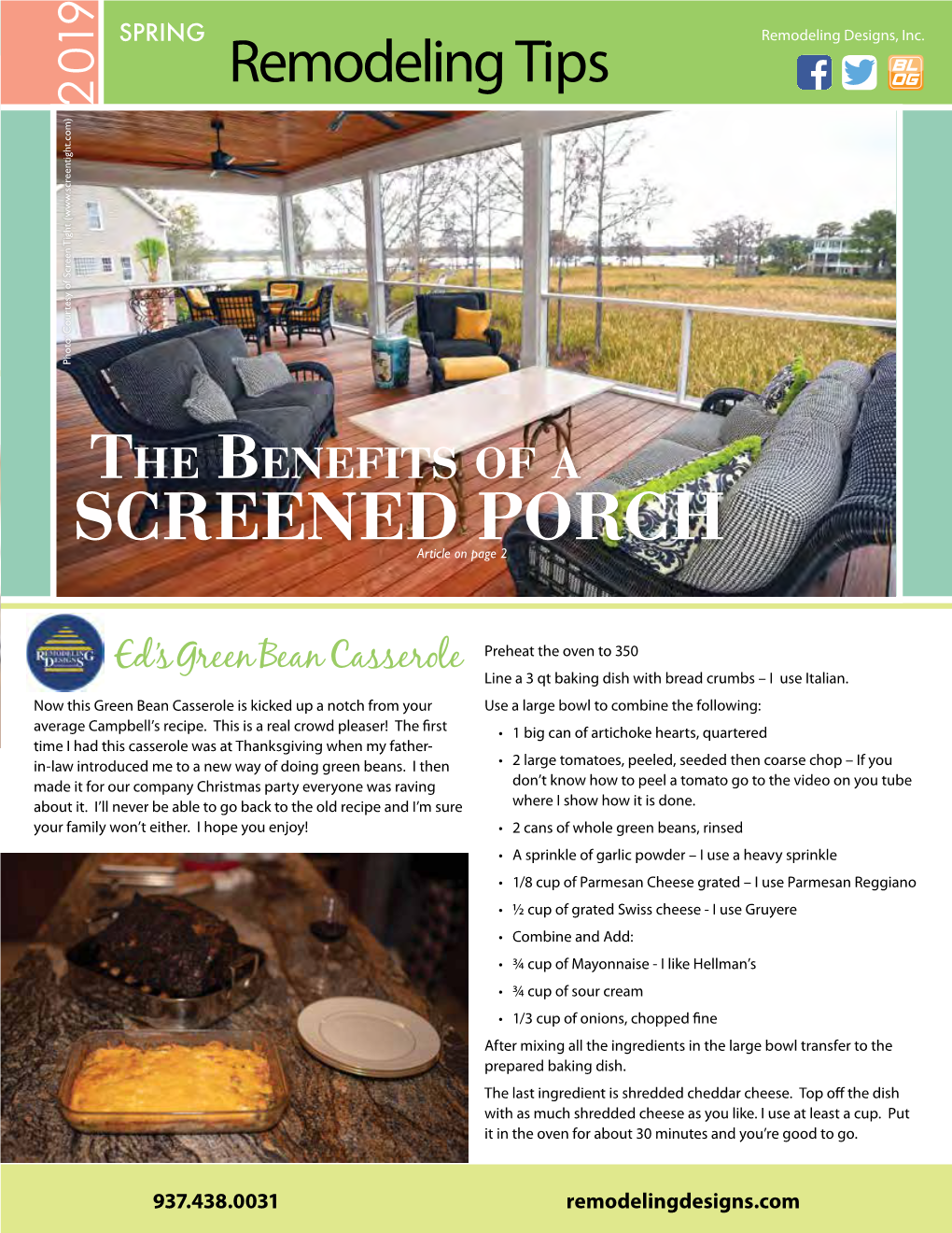 SCREENED PORCH Article on Page 2
