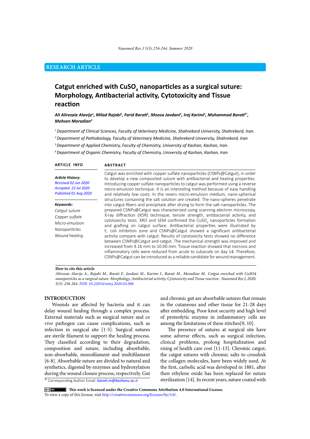 Catgut Enriched with Cuso4 Nanoparticles As a Surgical Suture