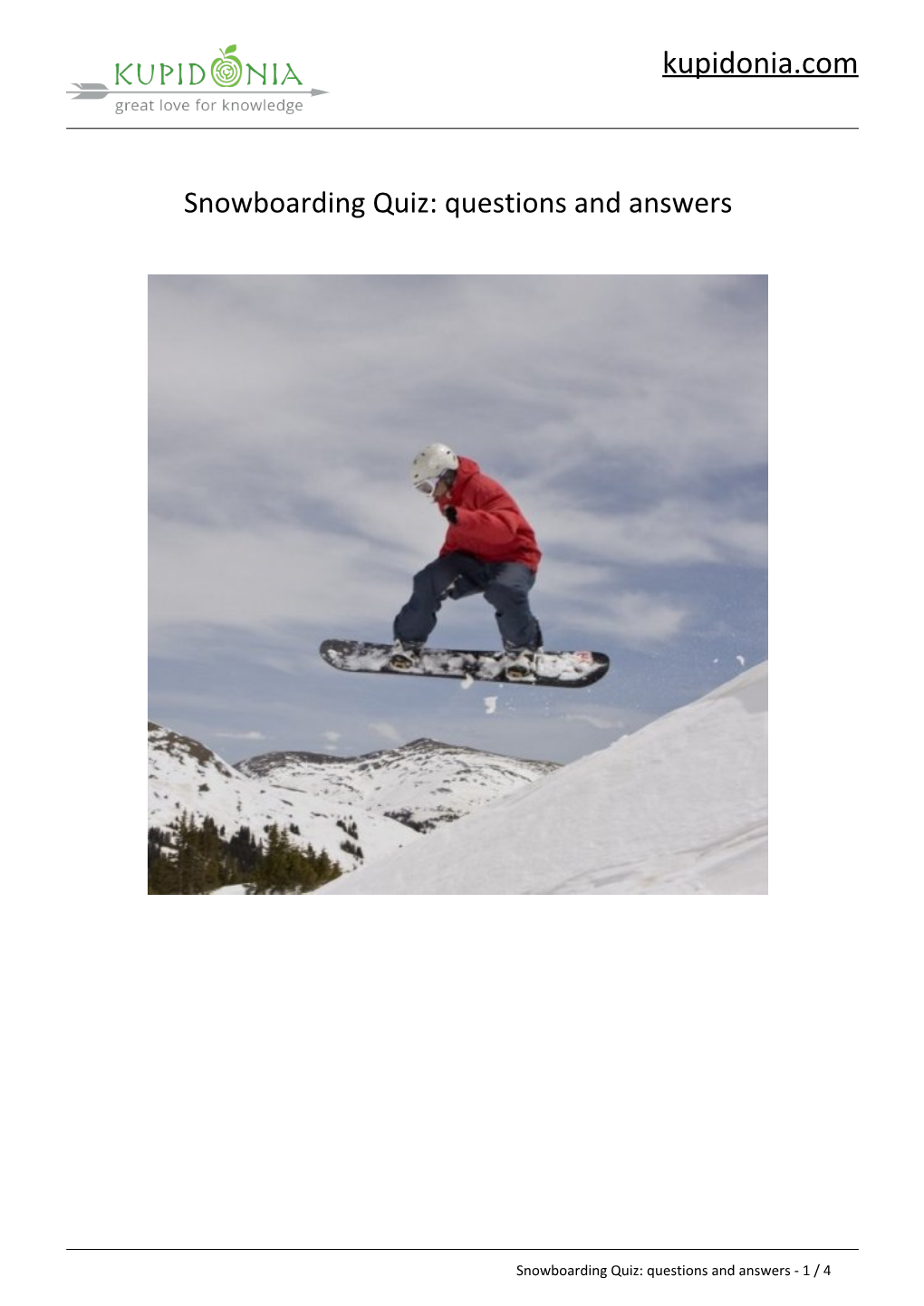 Snowboarding Quiz: Questions and Answers