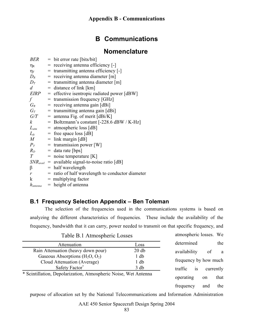 Appendix B - Communications