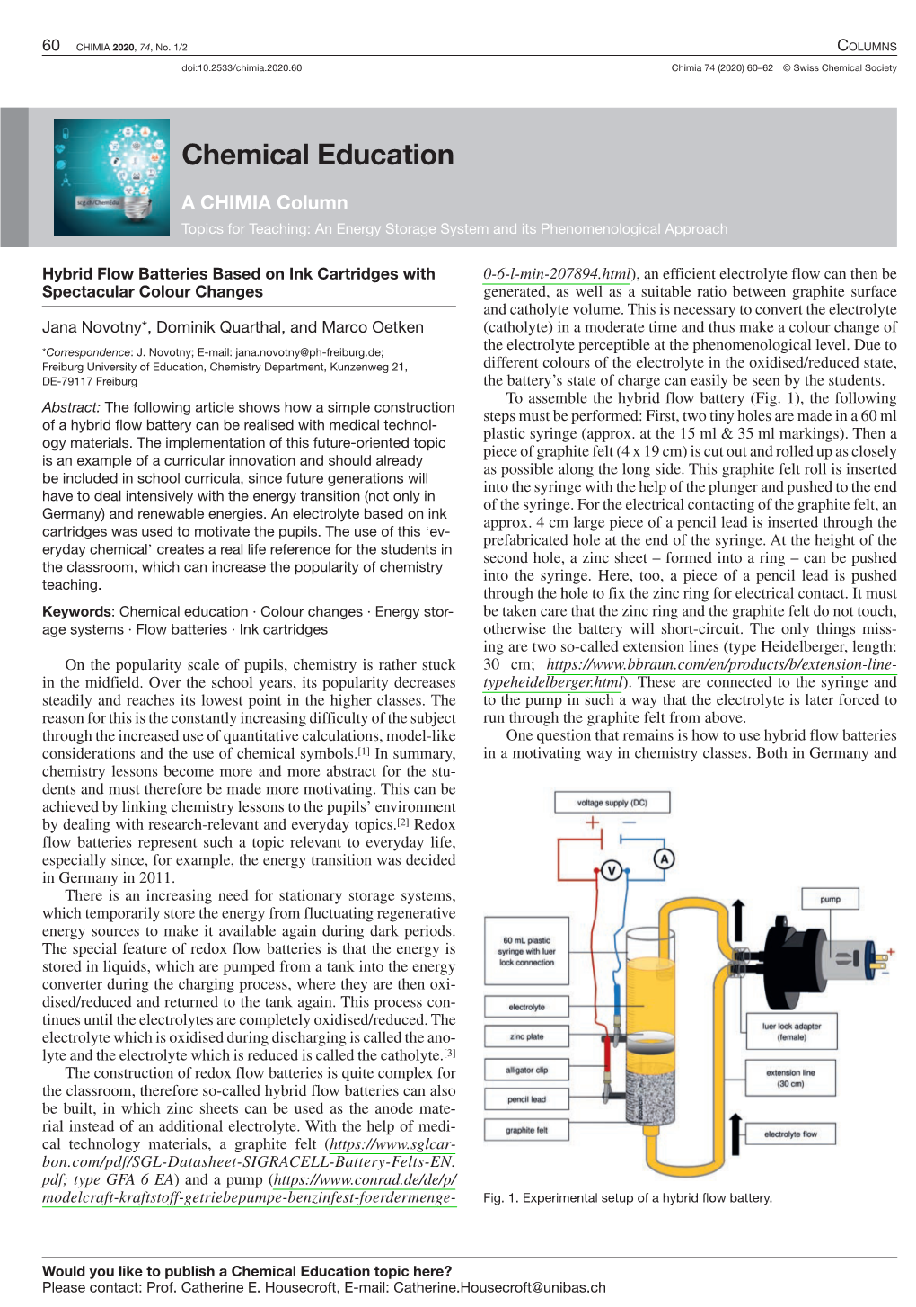 Hybrid Flow Batteries Based on Ink Cartridges with Spectacular Colour Changes