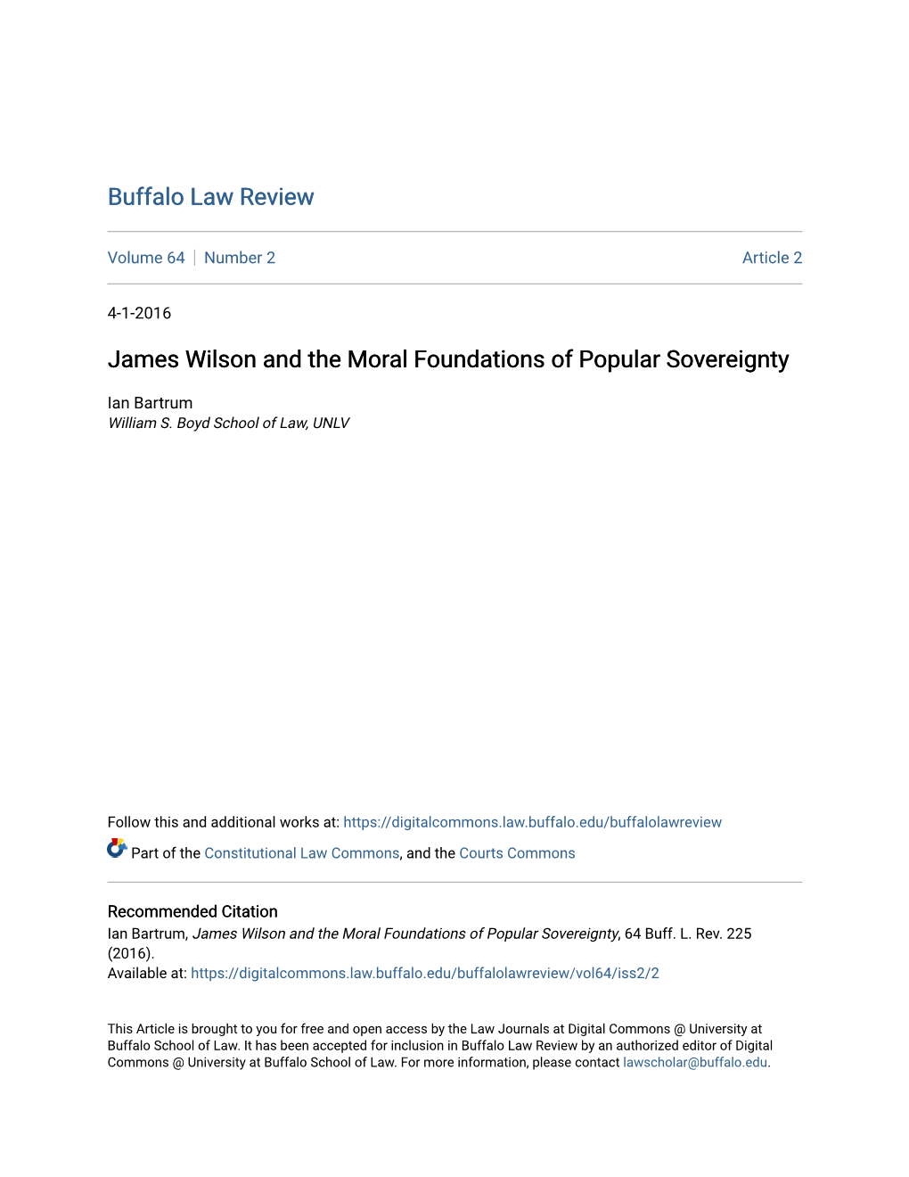 James Wilson and the Moral Foundations of Popular Sovereignty