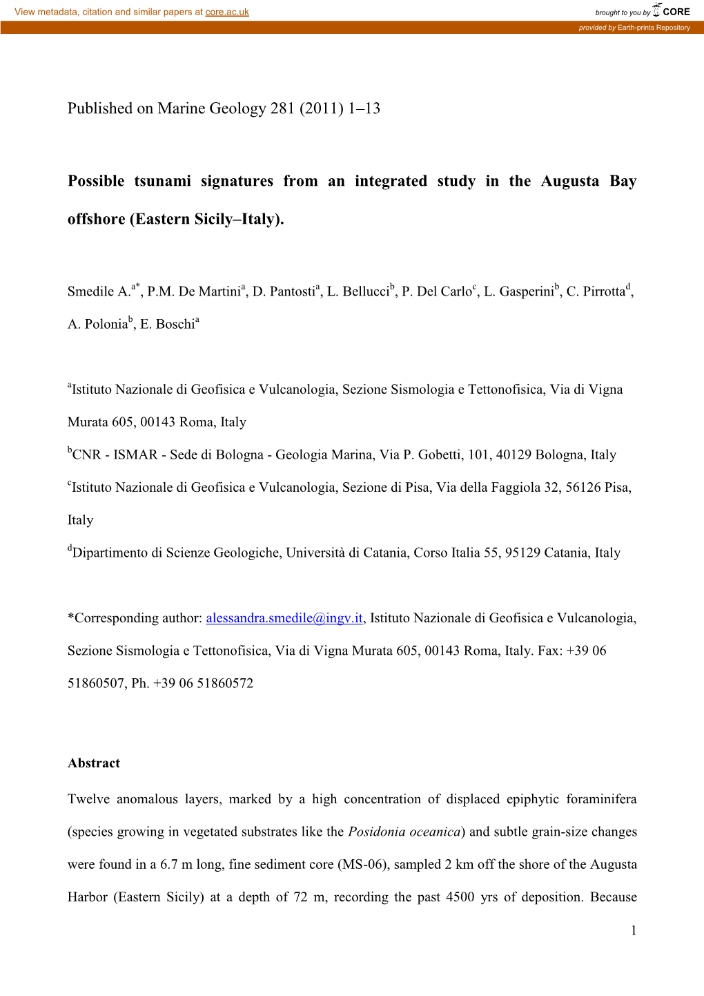 Can Posidonia Prairie Forams Help Us in Recognizing Tsunami Events of the Past