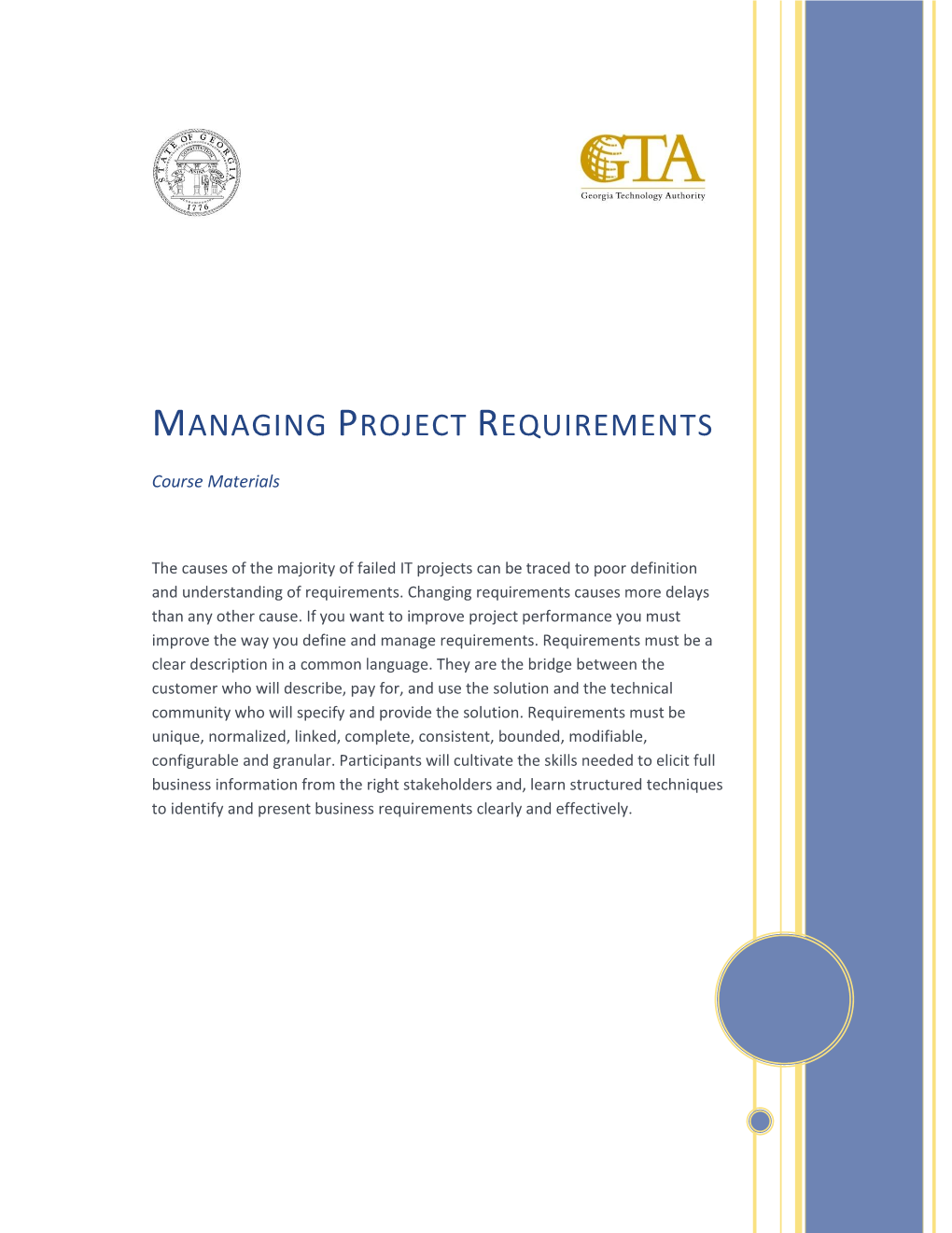 Managing Project Requirements