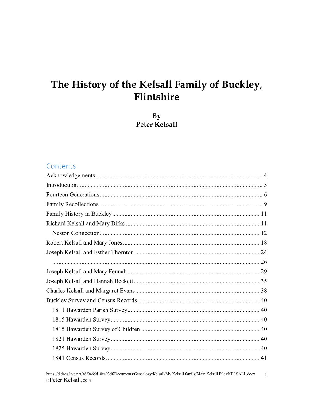 The History of the Kelsall Family of Buckley, Flintshire