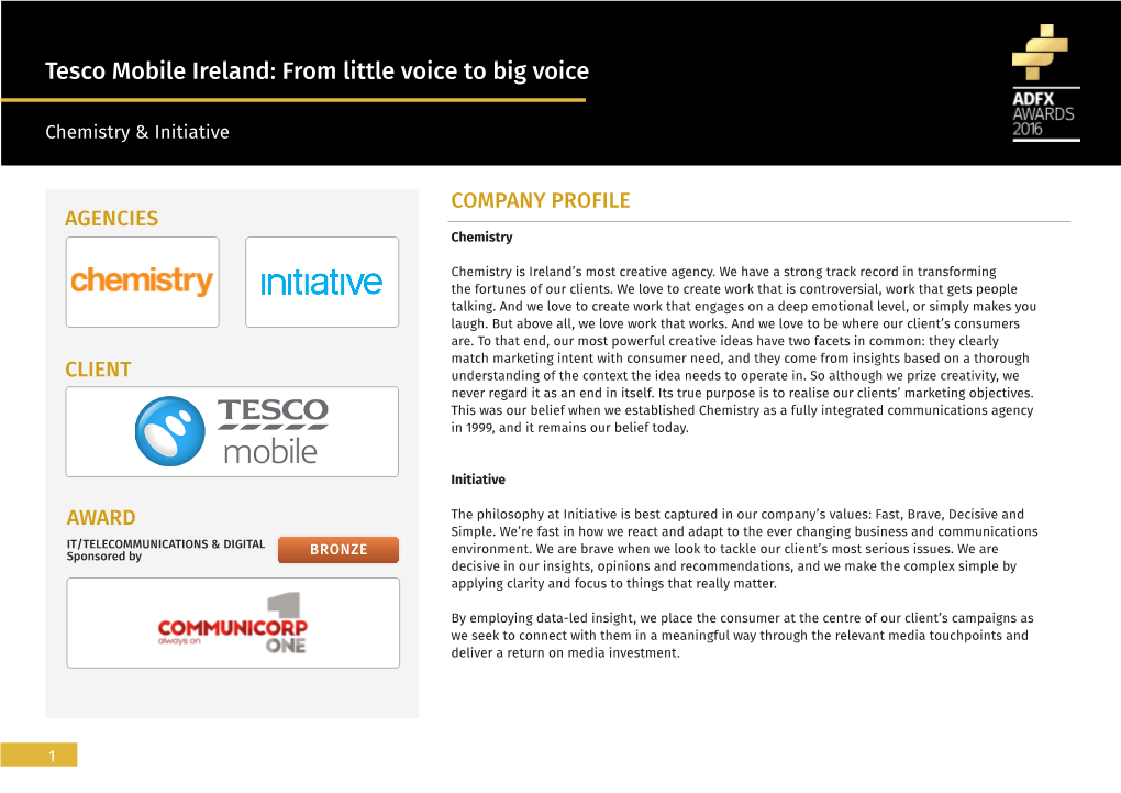 Tesco Mobile Ireland: from Little Voice to Big Voice