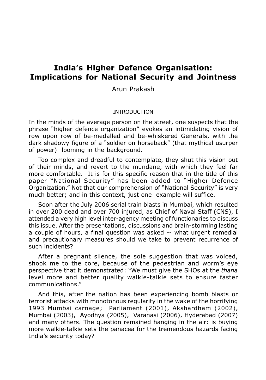 India's Higher Defence Organisation