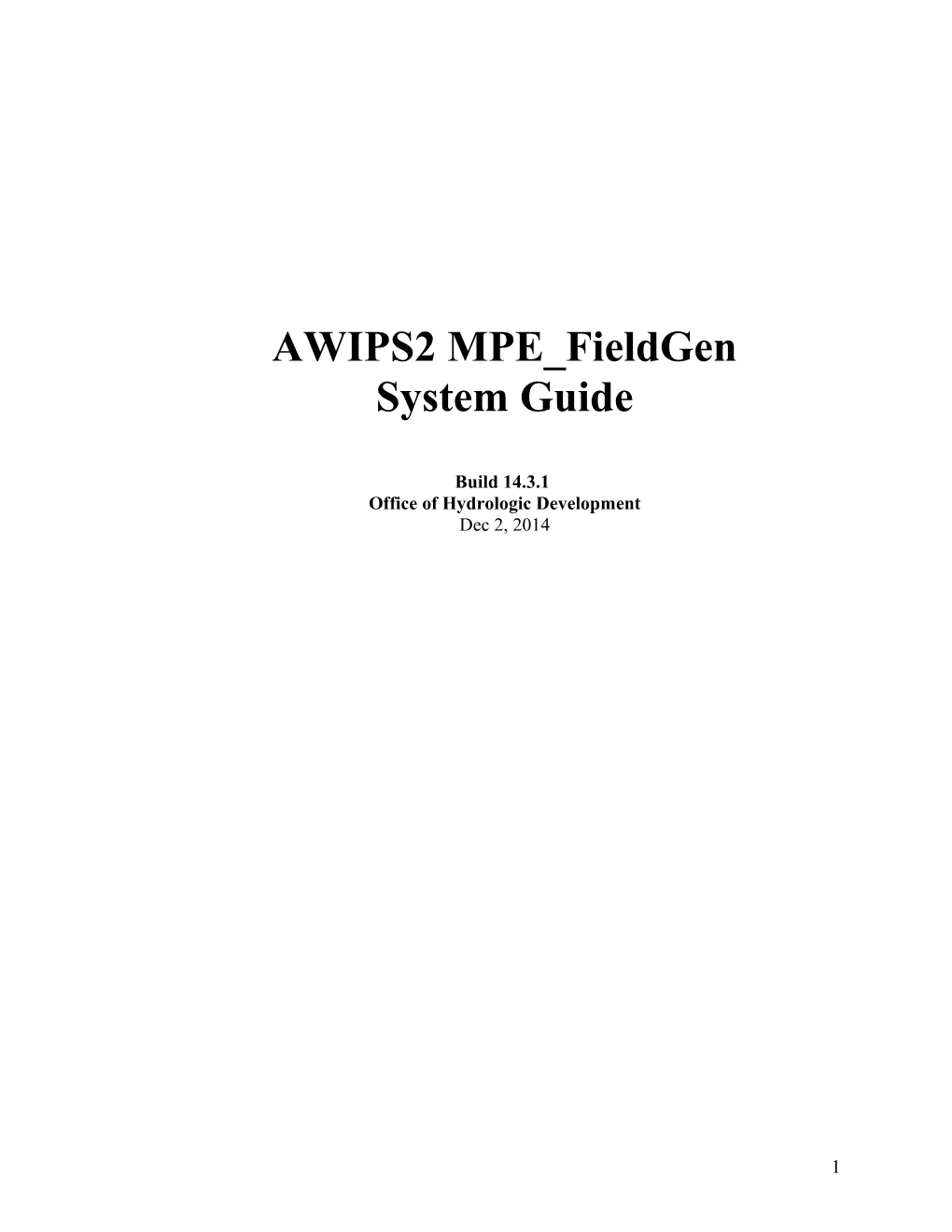 Mpe_Fieldgen Functionality Document Outline