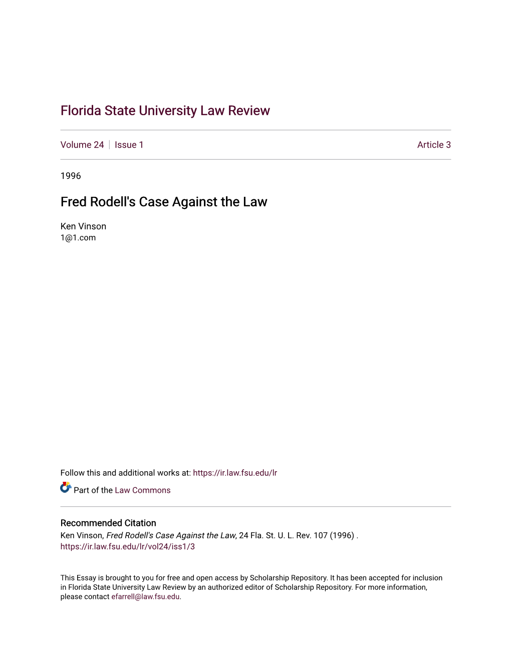 Fred Rodell's Case Against the Law