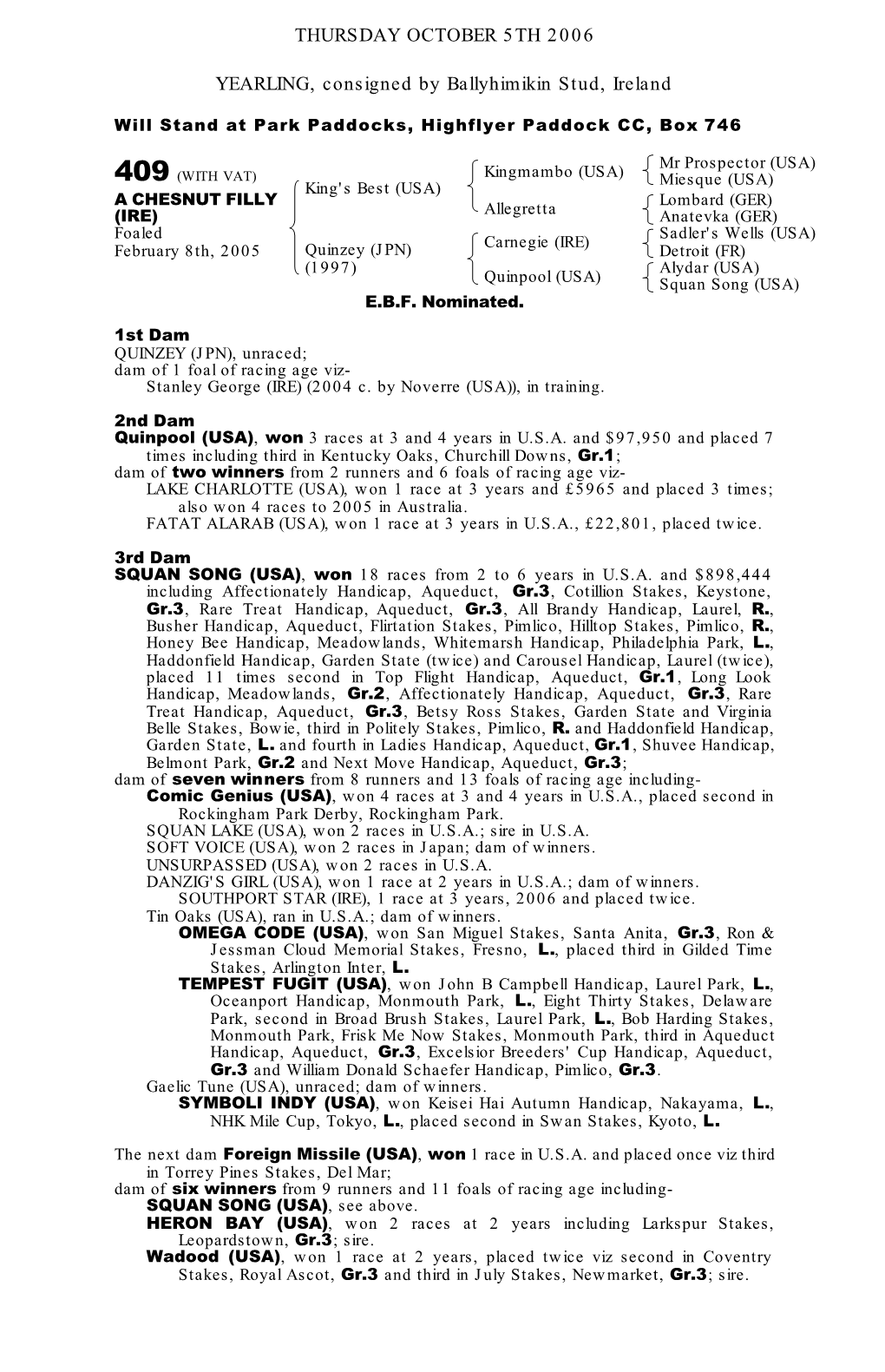 Tattersalls October Yearling Sales