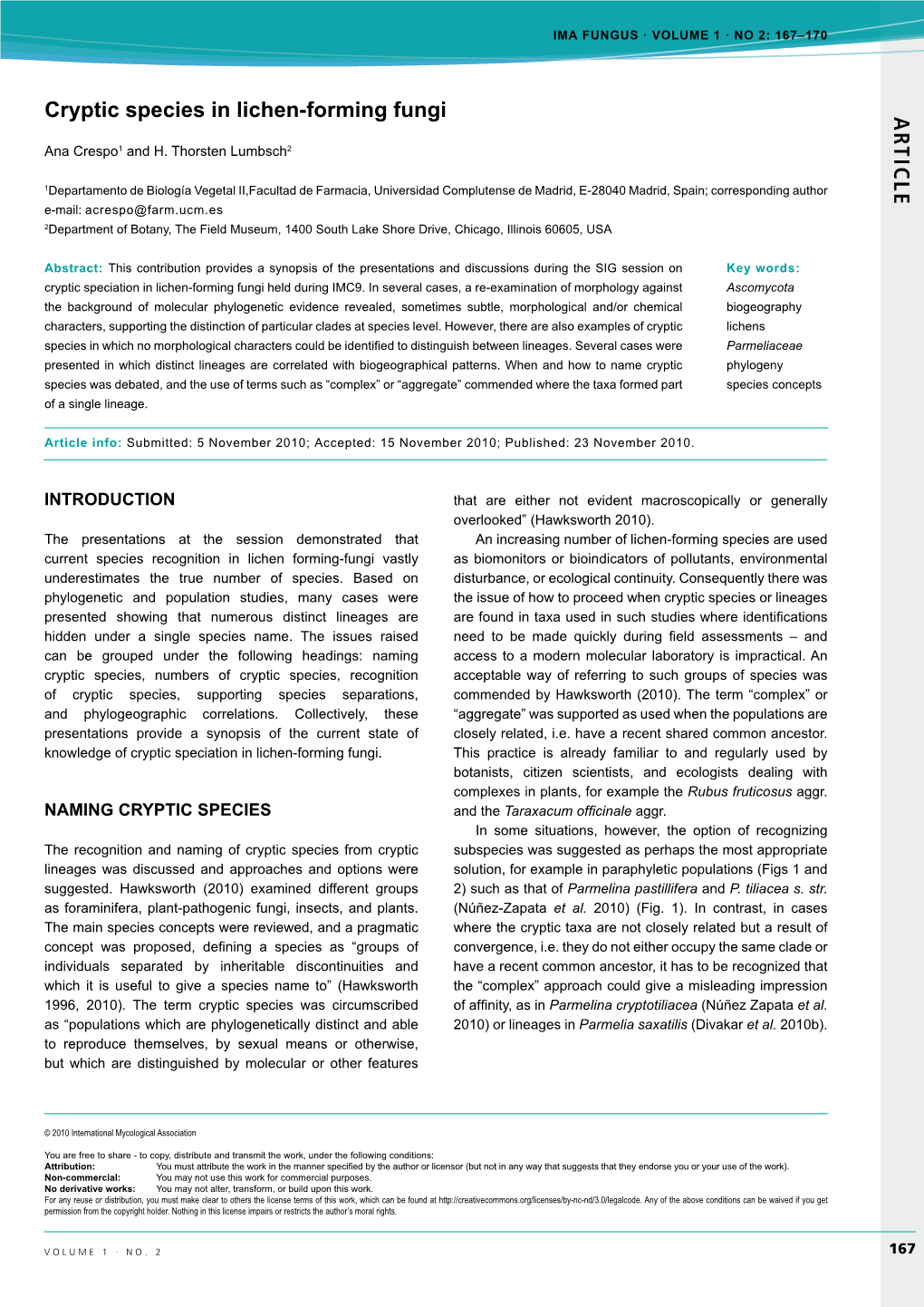 Cryptic Species in Lichen-Forming Fungi