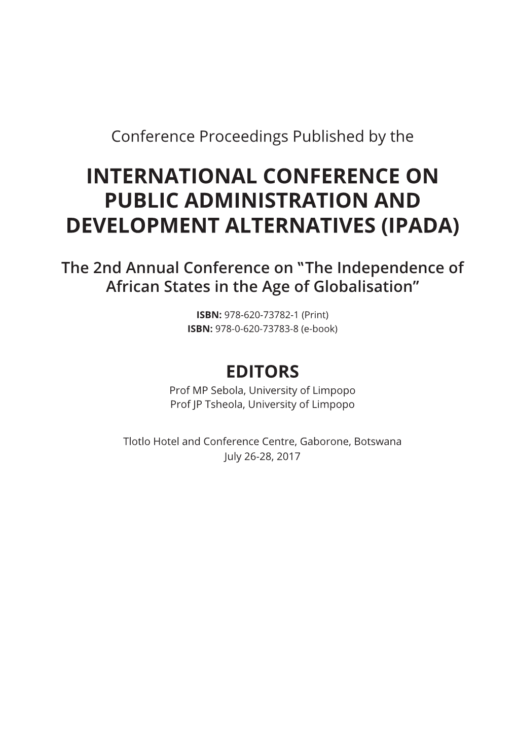 (IPADA) Conference Proceedings 2017