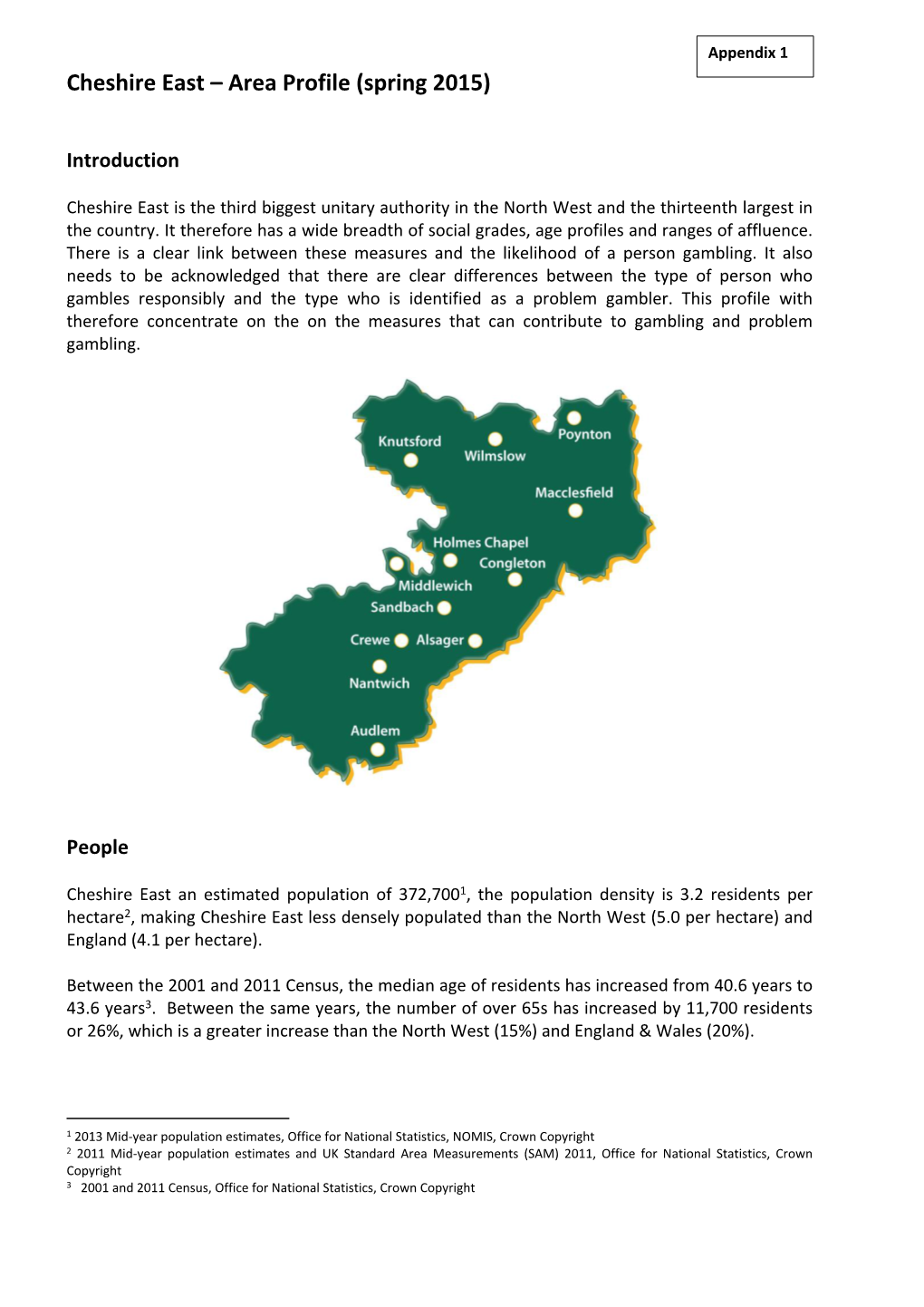 Cheshire East – Area Profile (Spring 2015)