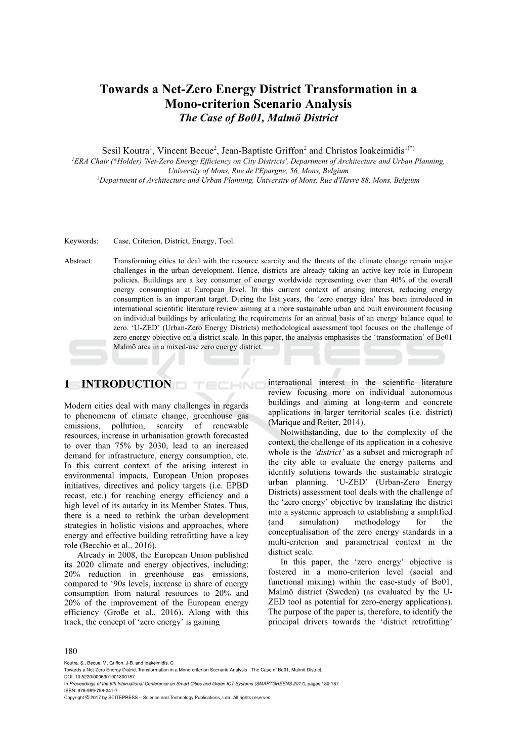 Towards a Net-Zero Energy District Transformation in a Mono-Criterion Scenario Analysis the Case of Bo01, Malmö District