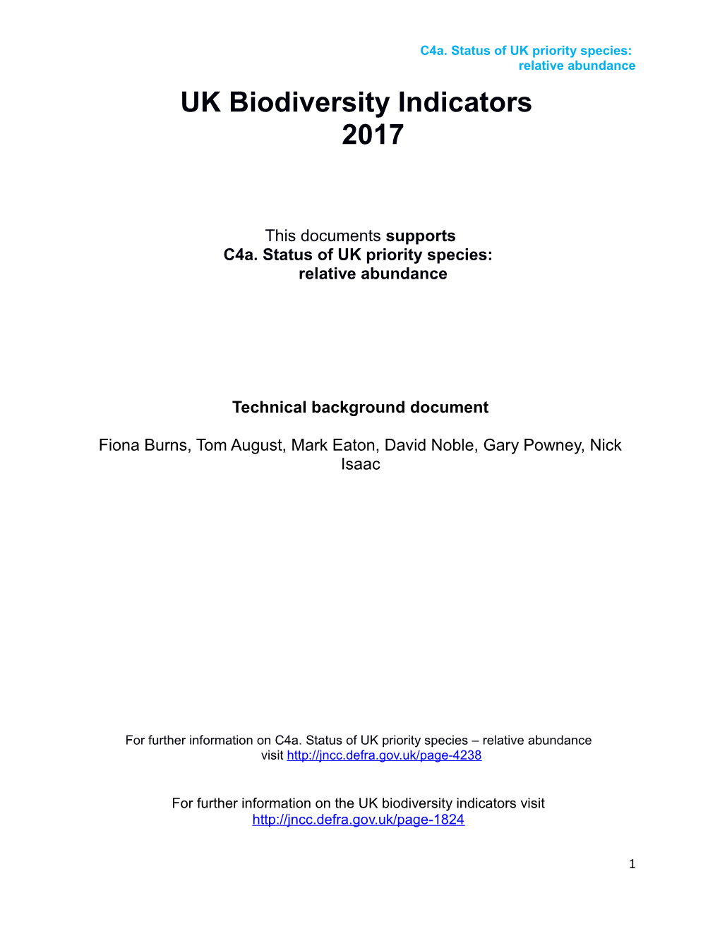 C4a. Status of UK Priority Species: Relative Abundance