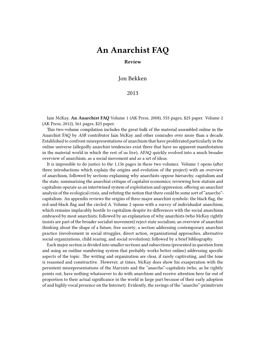 Anarchist FAQ Review