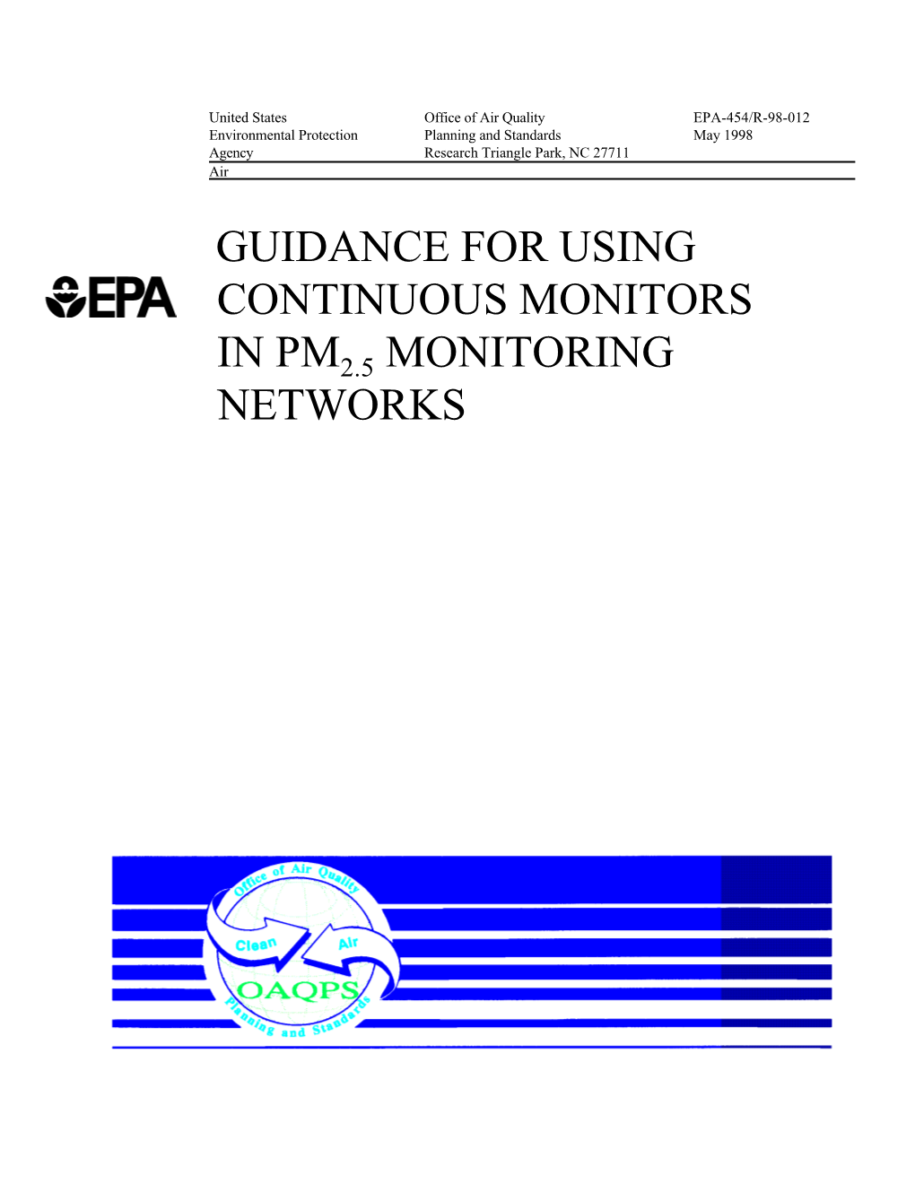 Guidance for Using Continuous Monitors in Pm Monitoring