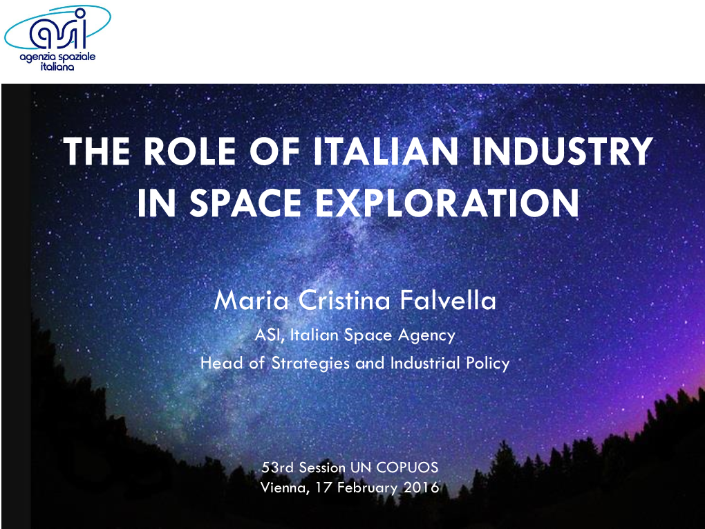 The Role of Italian Industry in Space Exploration