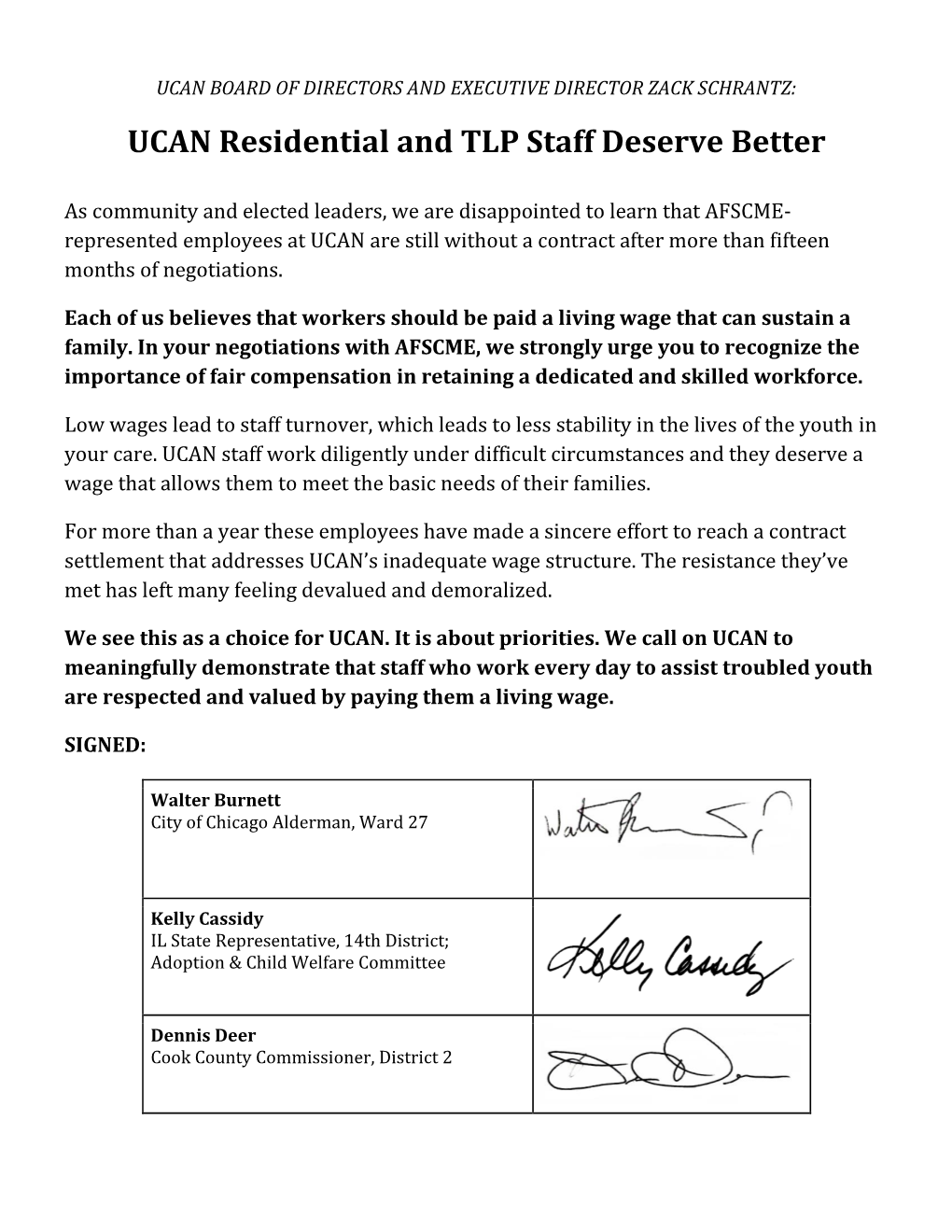 UCAN Residential and TLP Staff Deserve Better