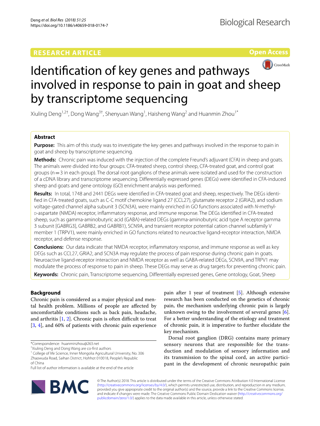 Identification of Key Genes and Pathways Involved in Response To