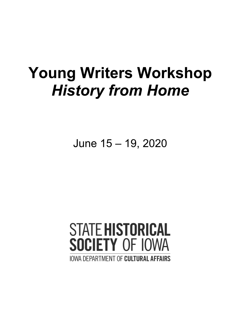 Young Writers Workshop History from Home