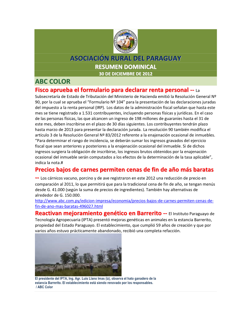 Asociación Rural Del Paraguay Abc Color