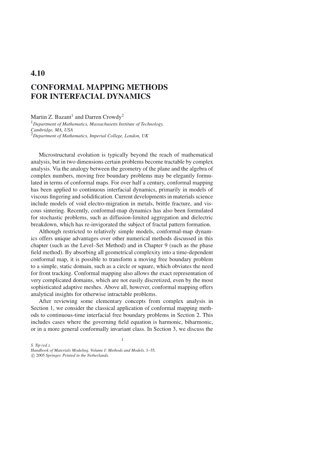 4.10 Conformal Mapping Methods for Interfacial Dynamics