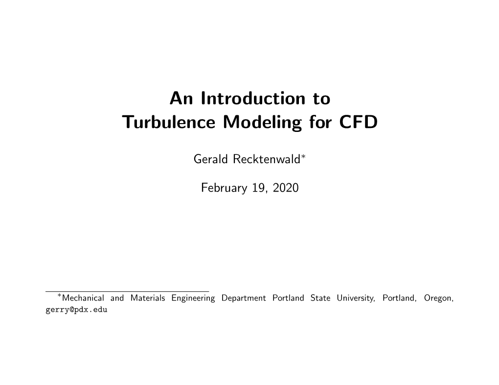 An Introduction to Turbulence Modeling for CFD