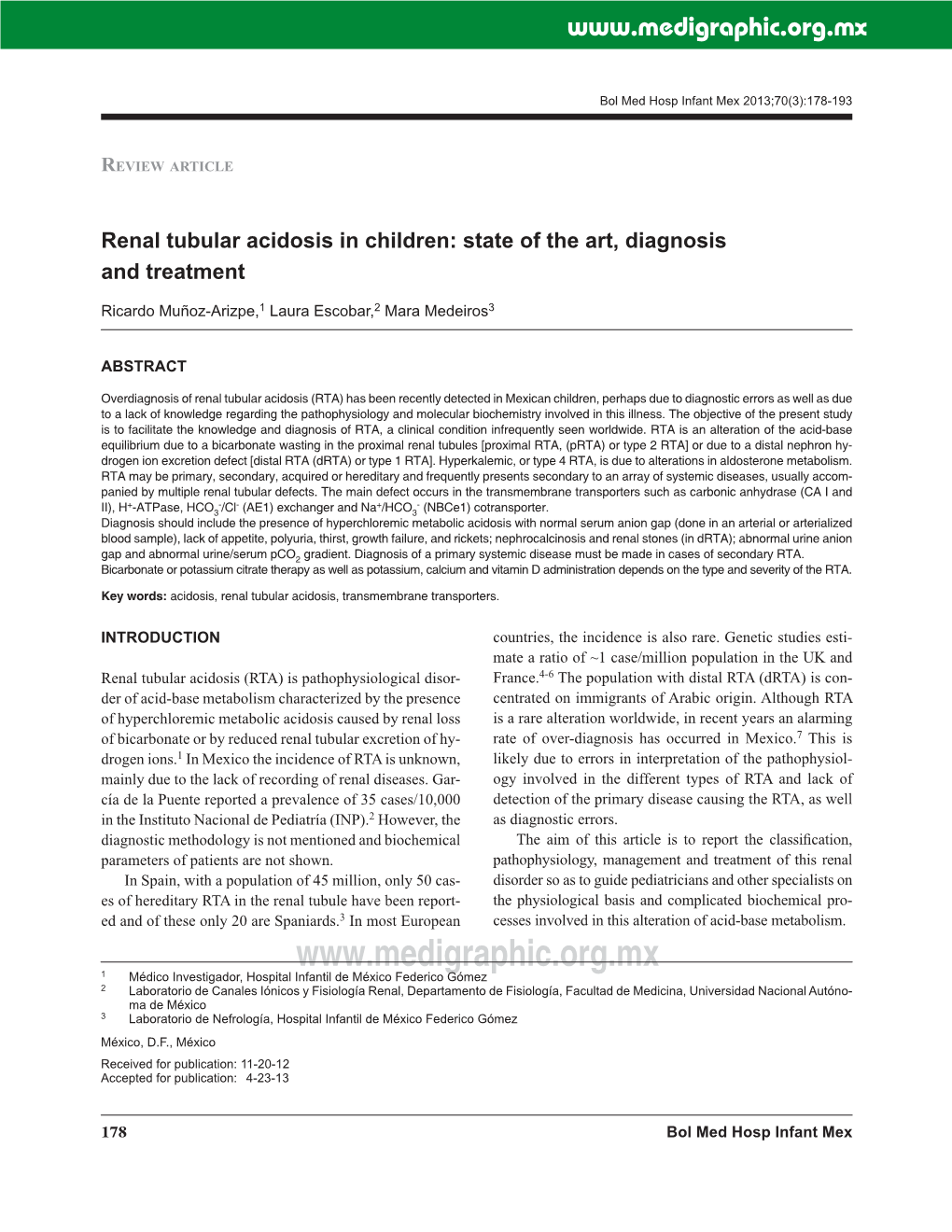 Renal Tubular Acidosis in Children: State of the Art, Diagnosis and Treatment