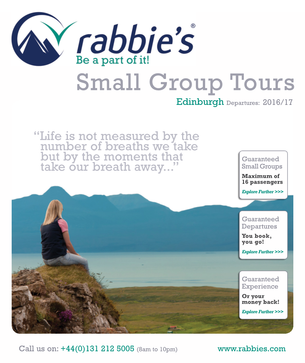 Small Group Tours Edinburgh Departures: 2016/17