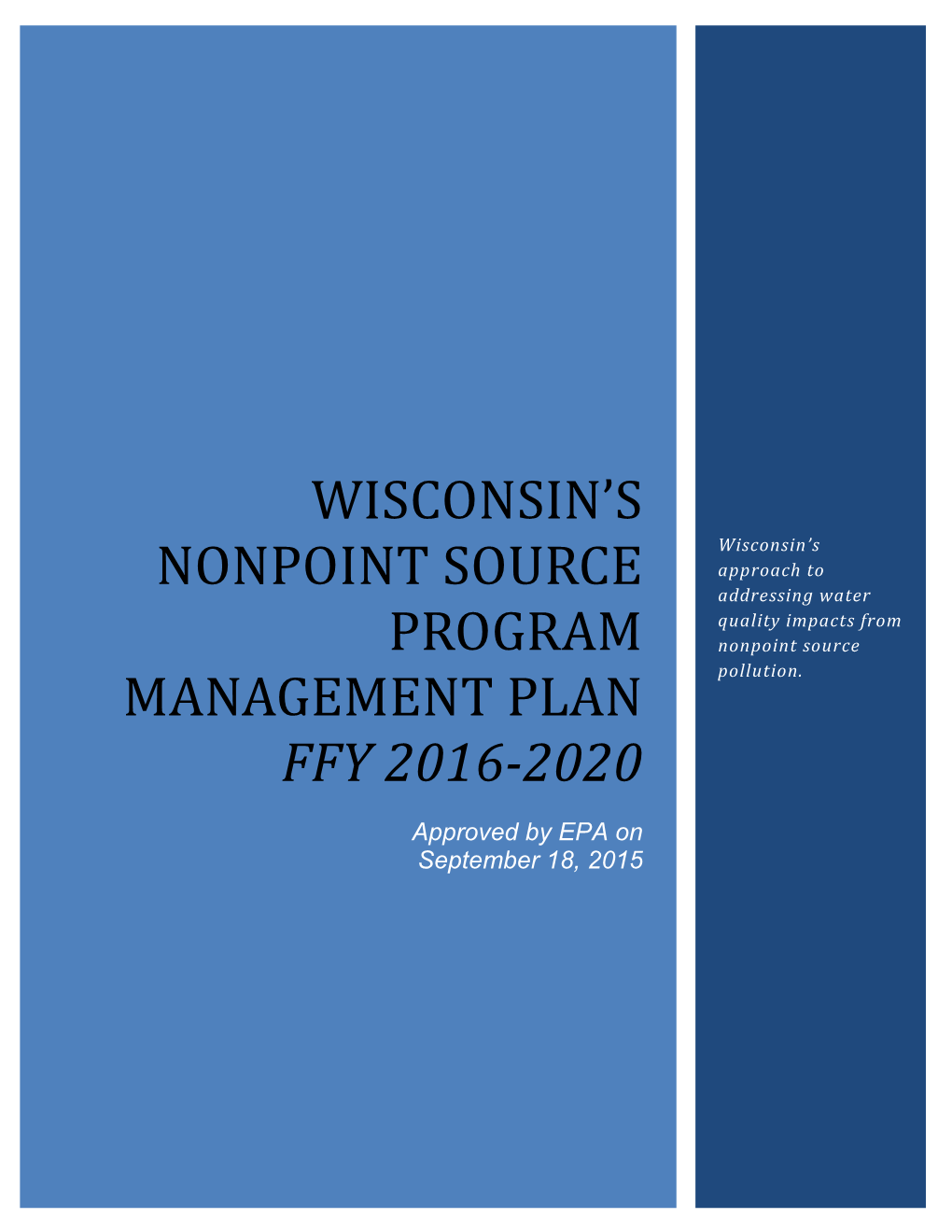 Wisconsin's Nonpoint Source Program Management Plan FFY 2016-2020