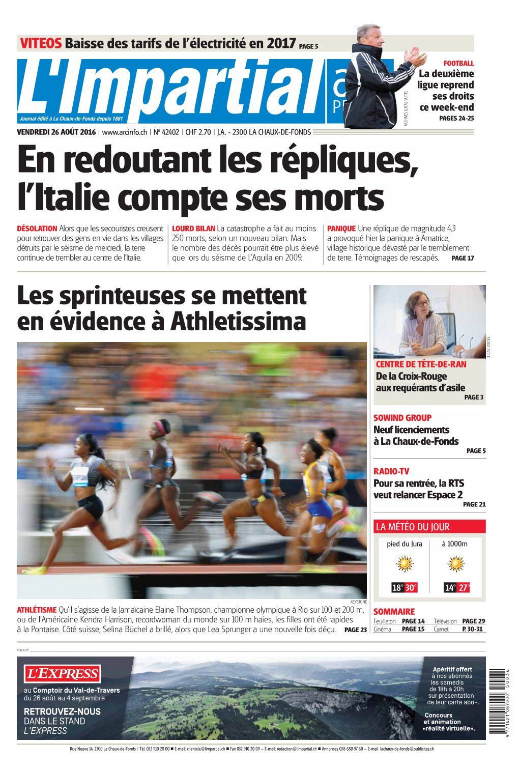 Les Sprinteuses Se Mettent En Évidence À Athletissima LUCAS VUITEL CENTRE DE TÊTE-DE-RAN De La Croix-Rouge Aux Requérants D’Asile PAGE 3