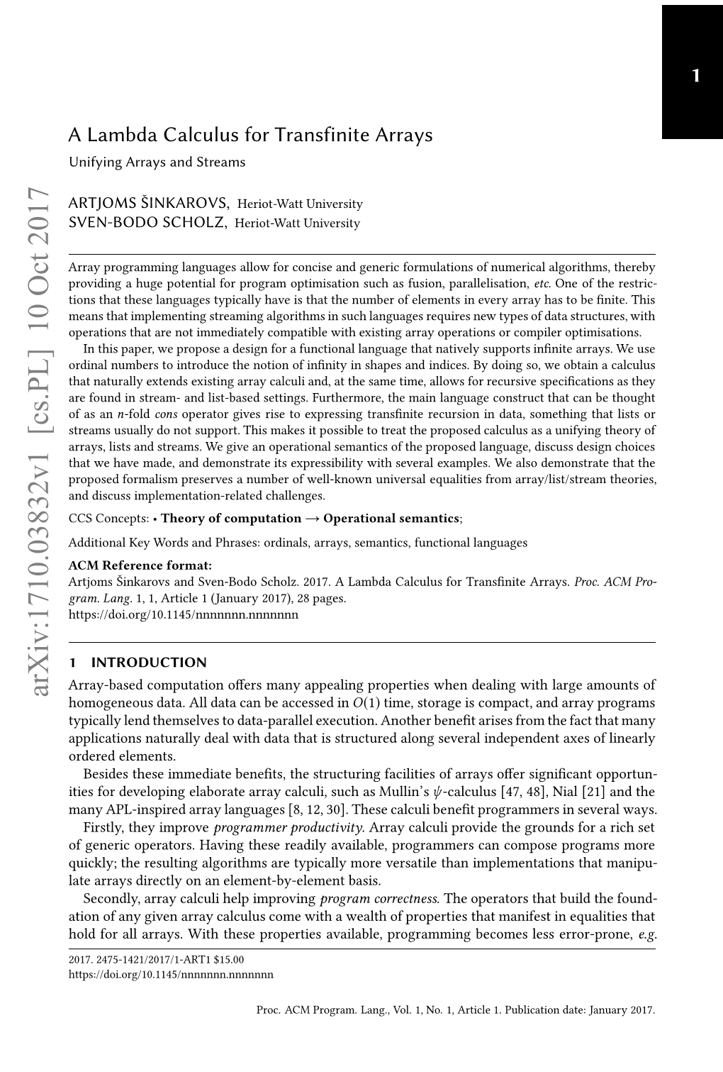 A Lambda Calculus for Transfinite Arrays