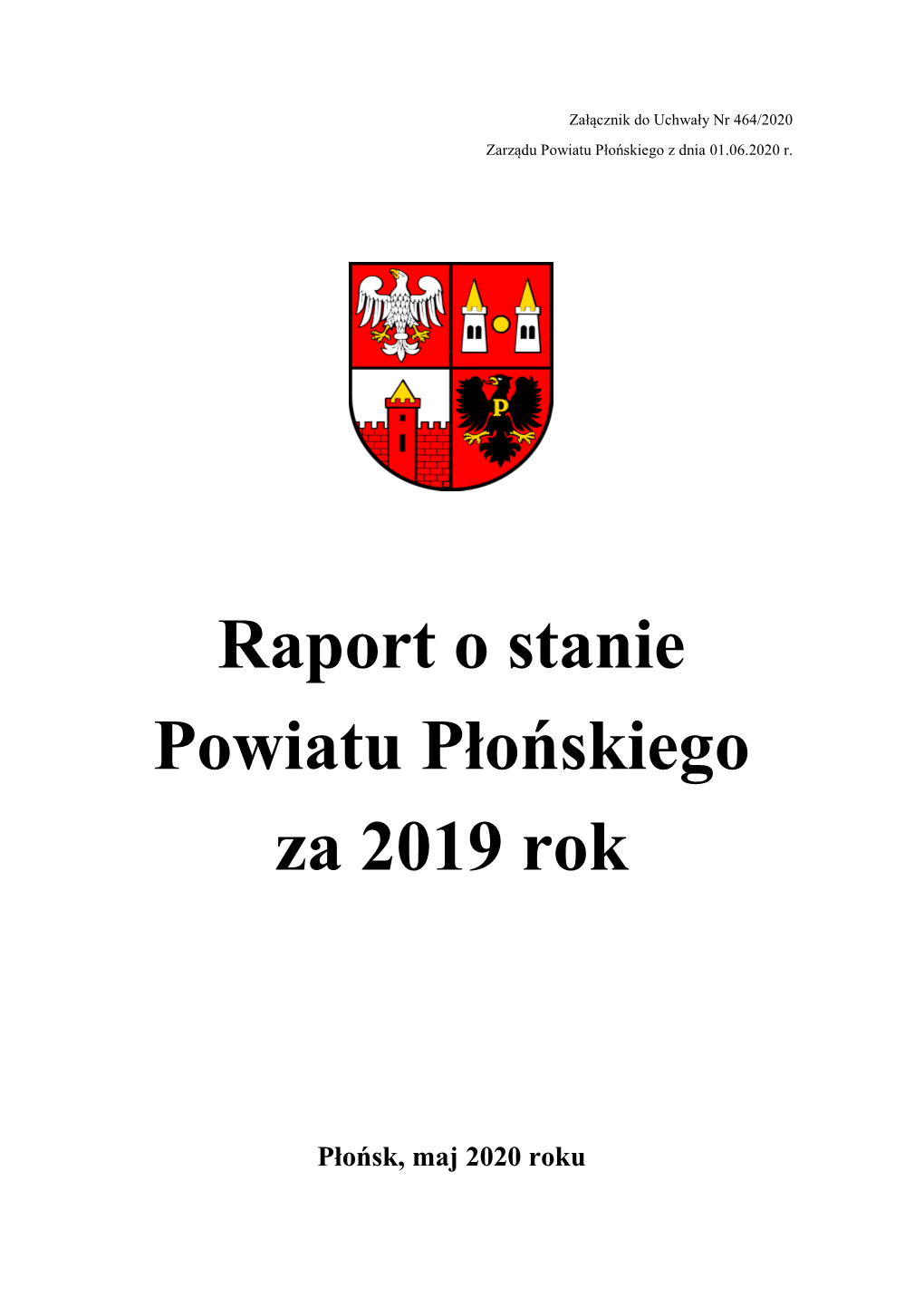 Raport O Stanie Powiatu Płońskiego Za 2019 Rok