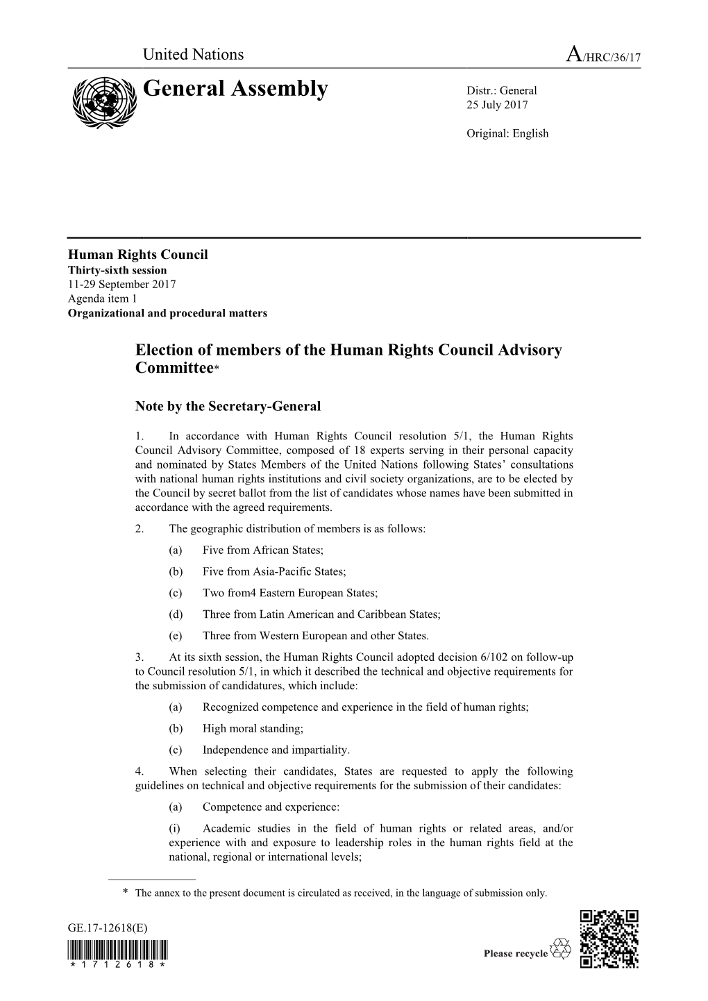 Page 1 GE.17-12618(E) Human Rights Council Thirty-Sixth Session