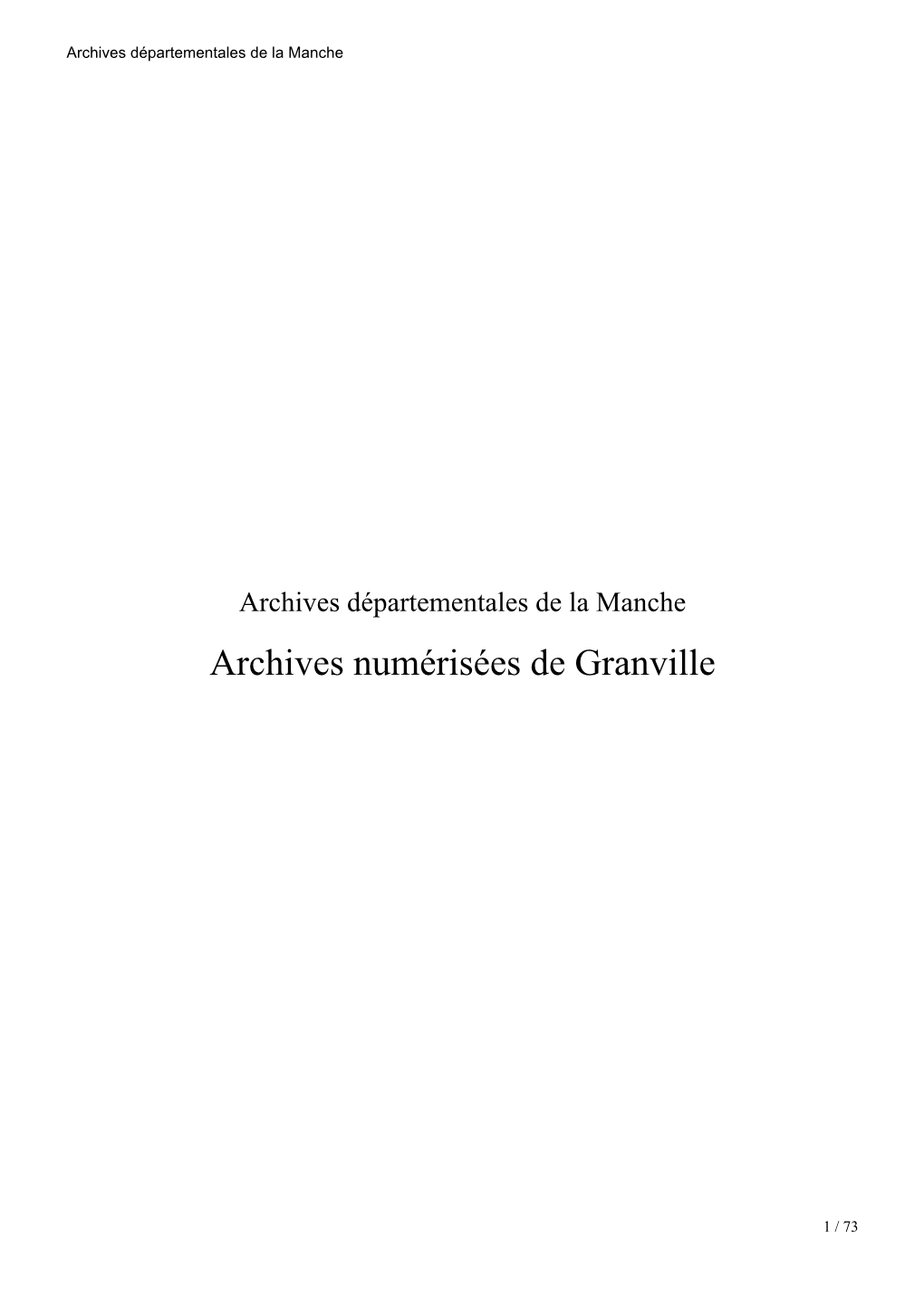 Archives Numérisées De Granville
