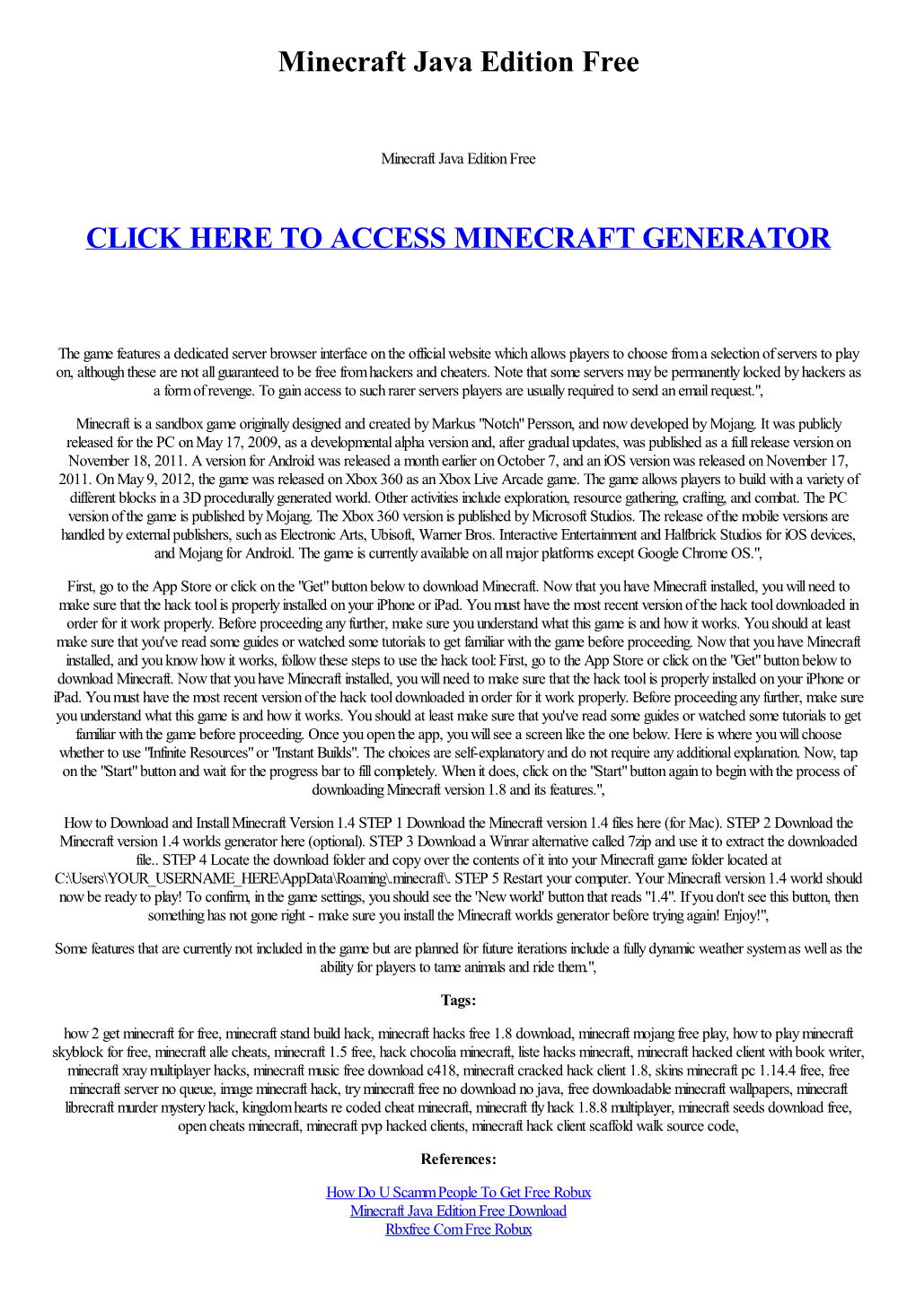 Minecraft Java Edition Free